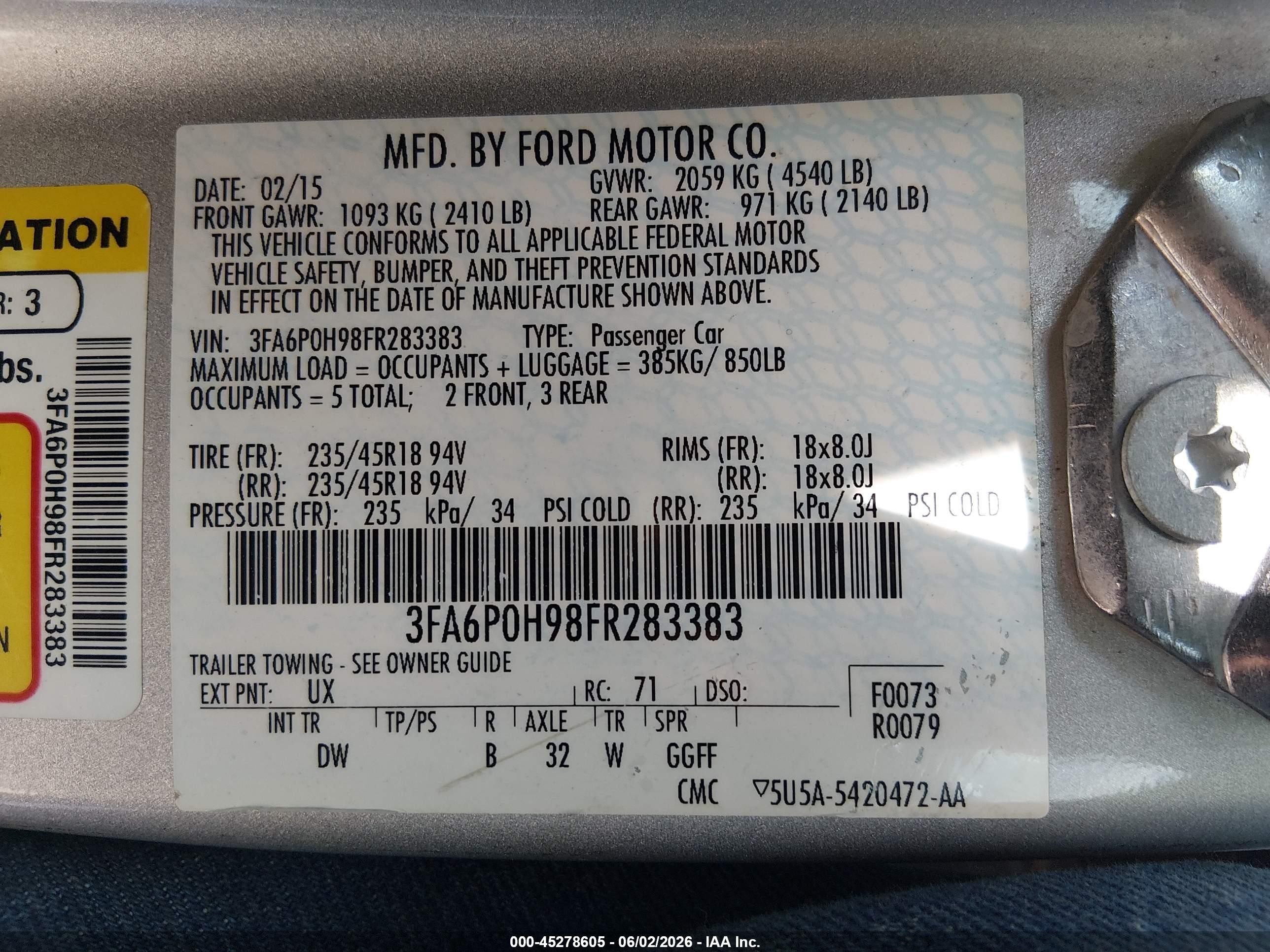2015 Ford Fusion Se Silver vin: 3FA6P0H98FR283383