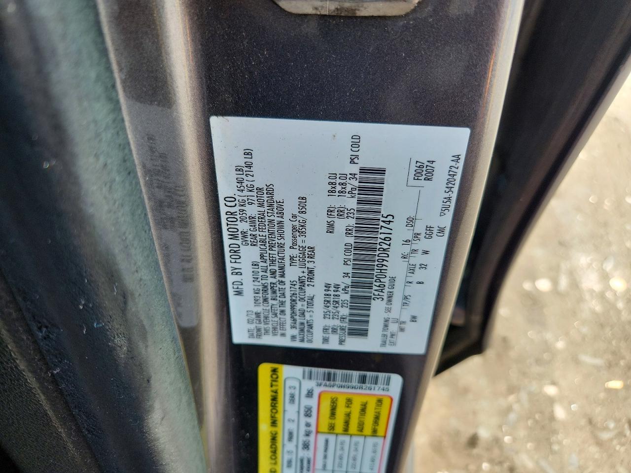 2013 Ford Fusion Se Gray vin: 3FA6P0H99DR261745
