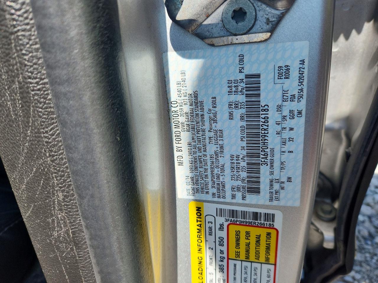 2014 Ford Fusion Se Silver vin: 3FA6P0H99ER266185