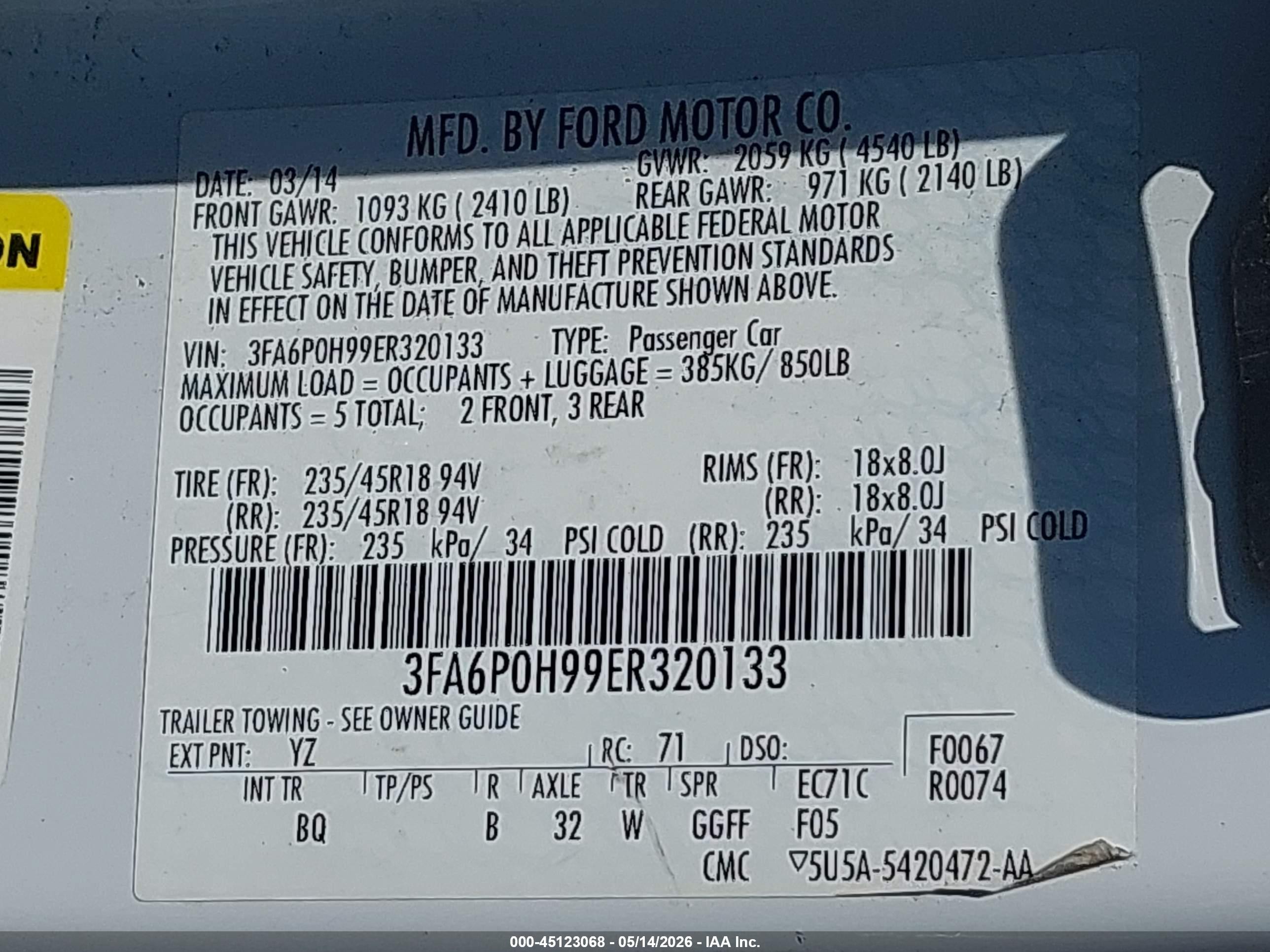 2014 Ford Fusion Se White vin: 3FA6P0H99ER320133