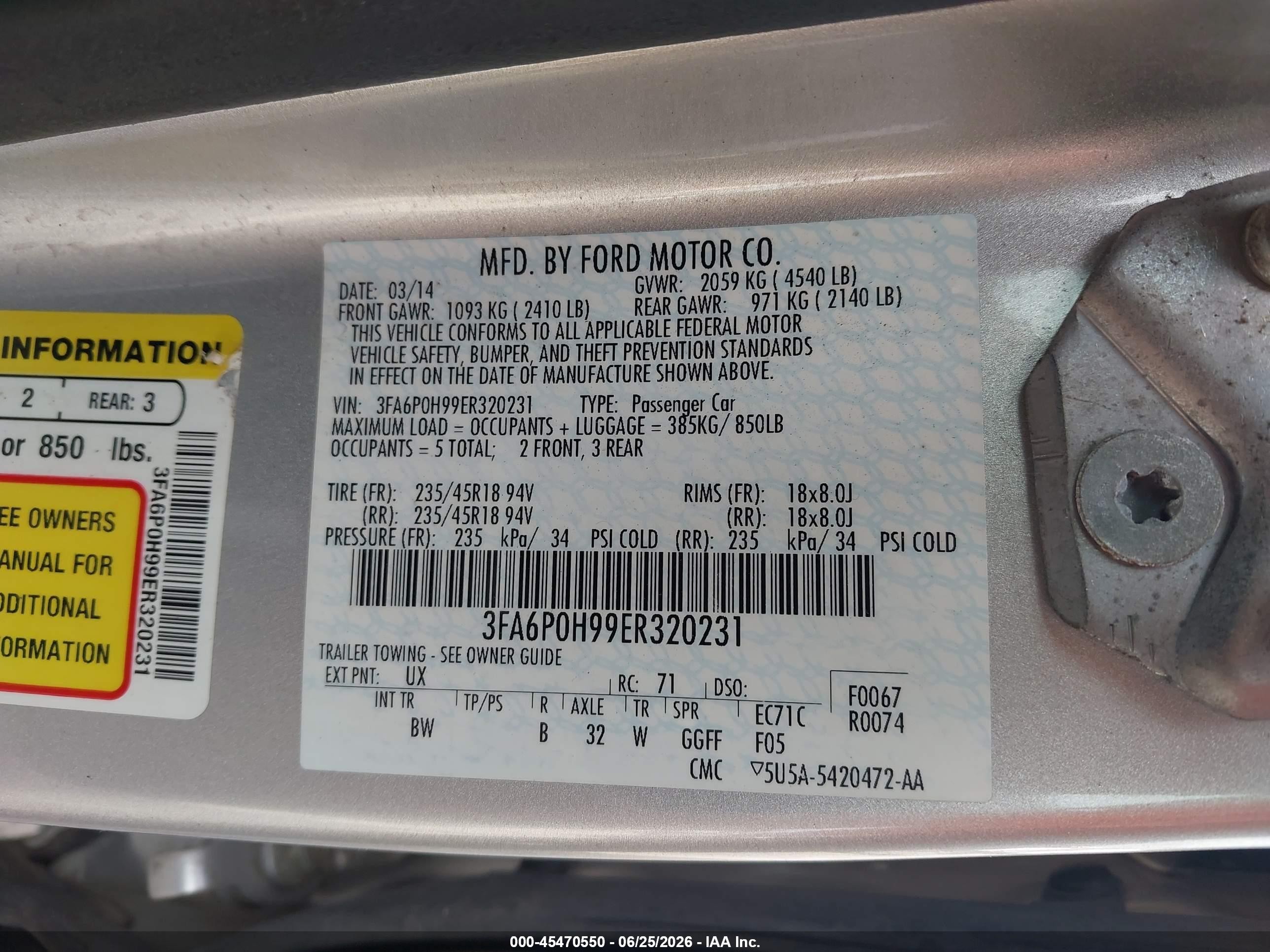 2014 Ford Fusion Se Silver vin: 3FA6P0H99ER320231