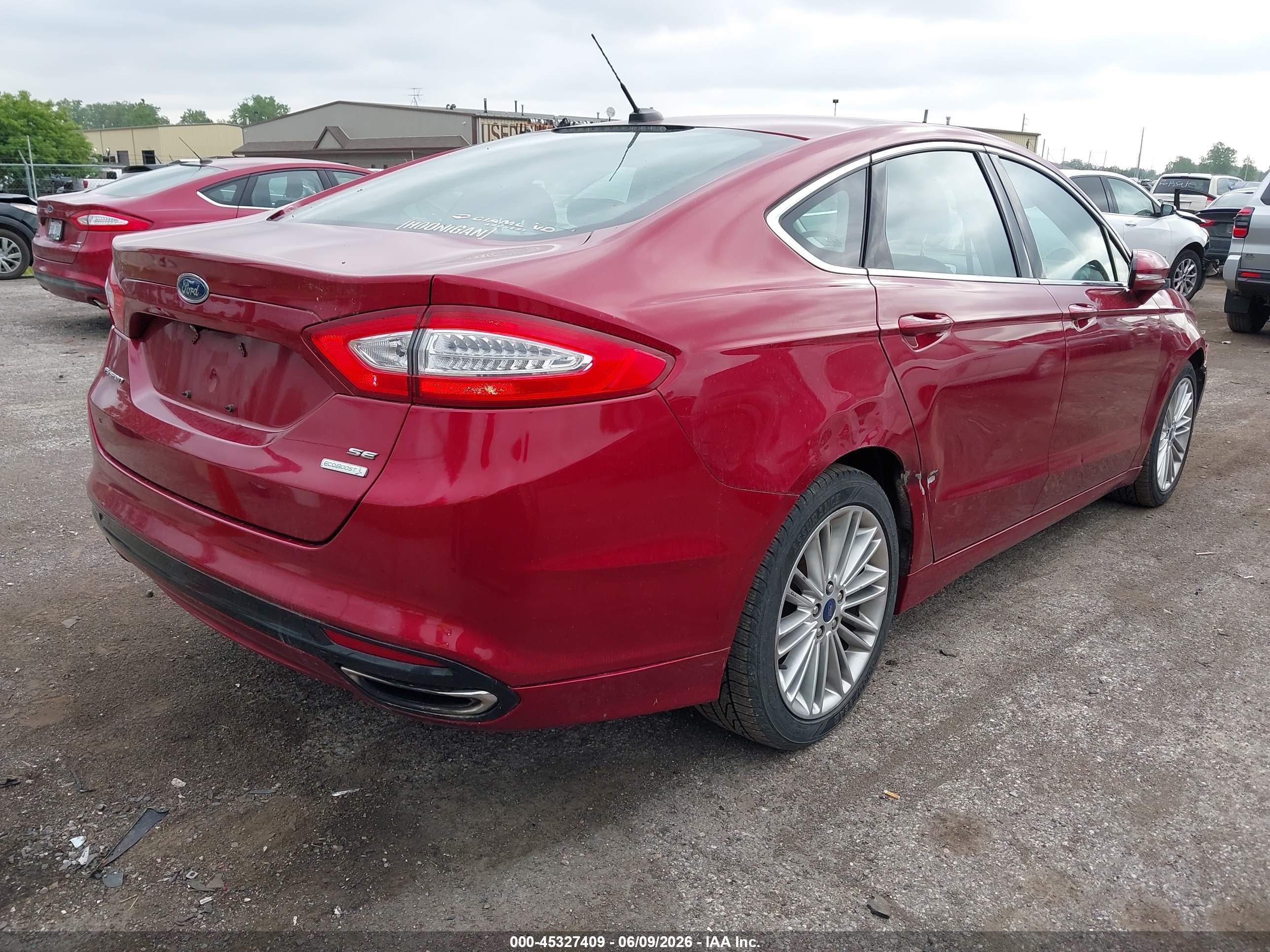 2014 Ford Fusion Se Burgundy vin: 3FA6P0H99ER388917
