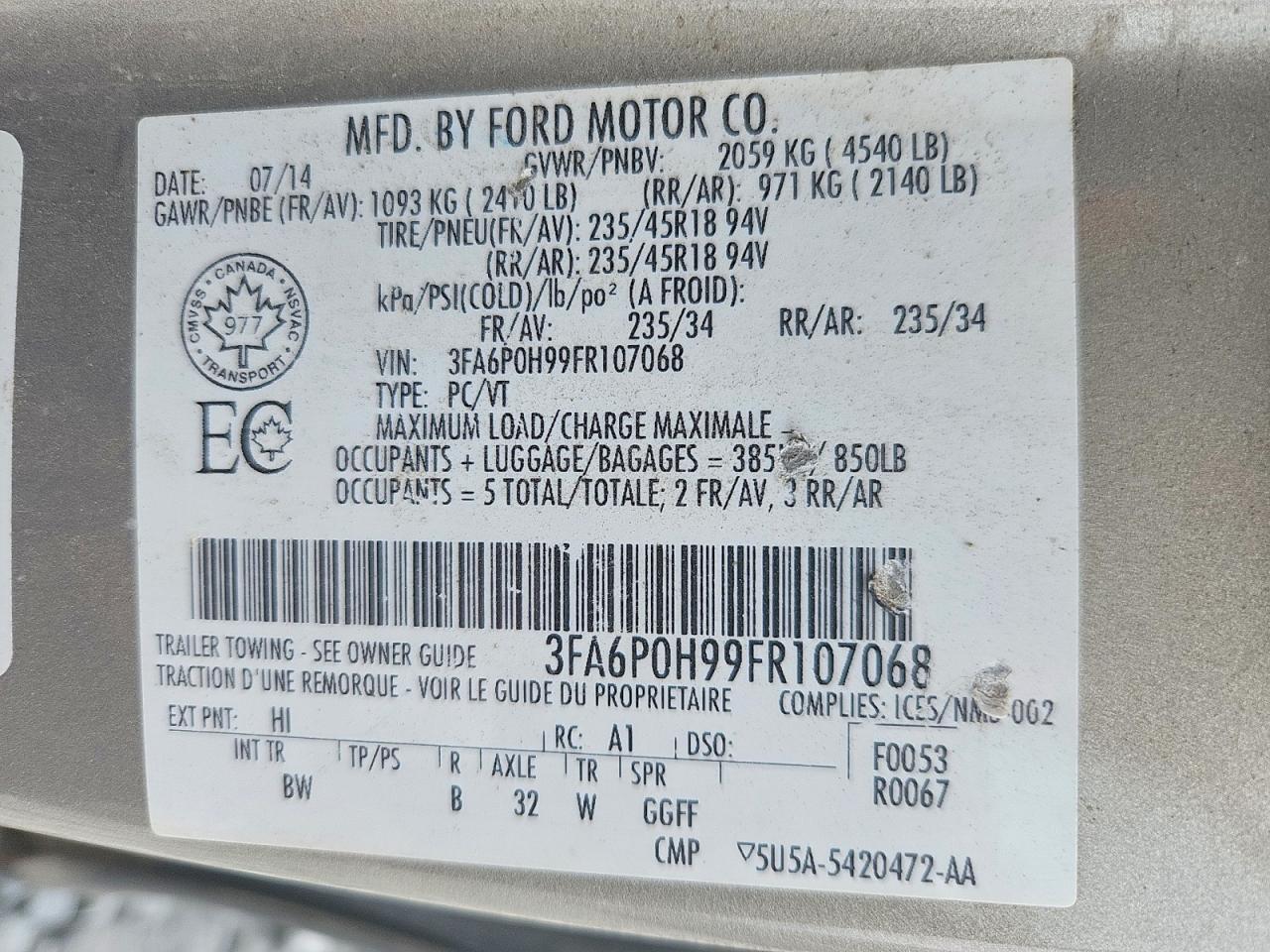 2015 Ford Fusion Se Кремовый vin: 3FA6P0H99FR107068