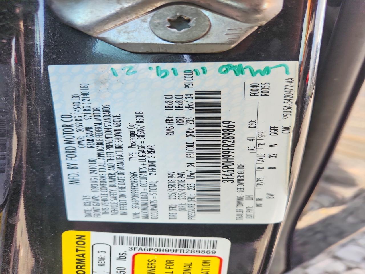 2015 Ford Fusion Se Black vin: 3FA6P0H99FR289869