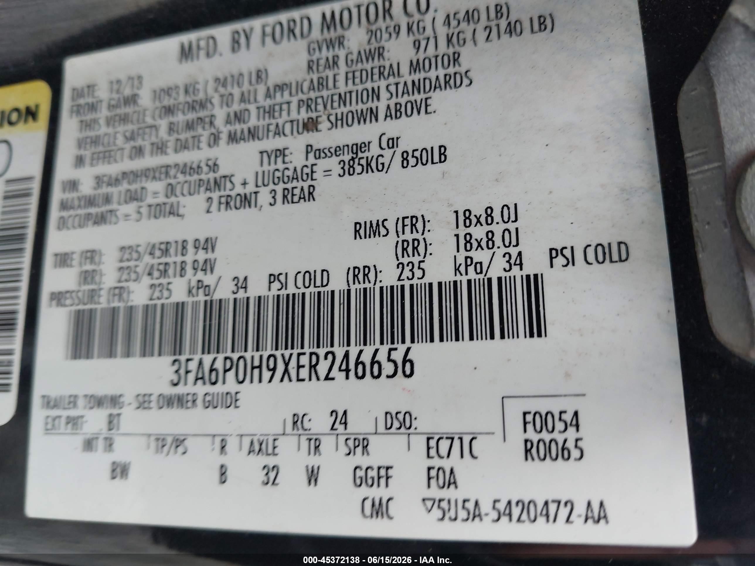 2014 Ford Fusion Se Gray vin: 3FA6P0H9XER246656