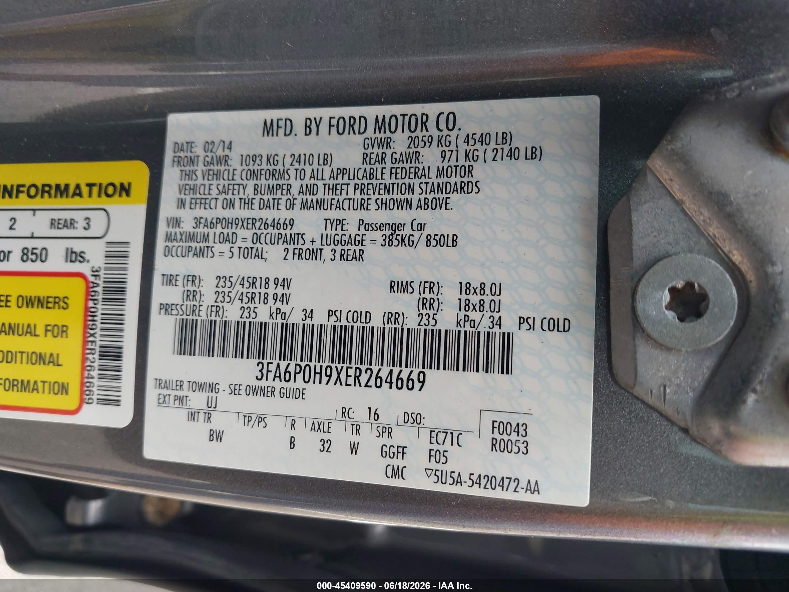 2014 Ford Fusion Se Gray vin: 3FA6P0H9XER264669