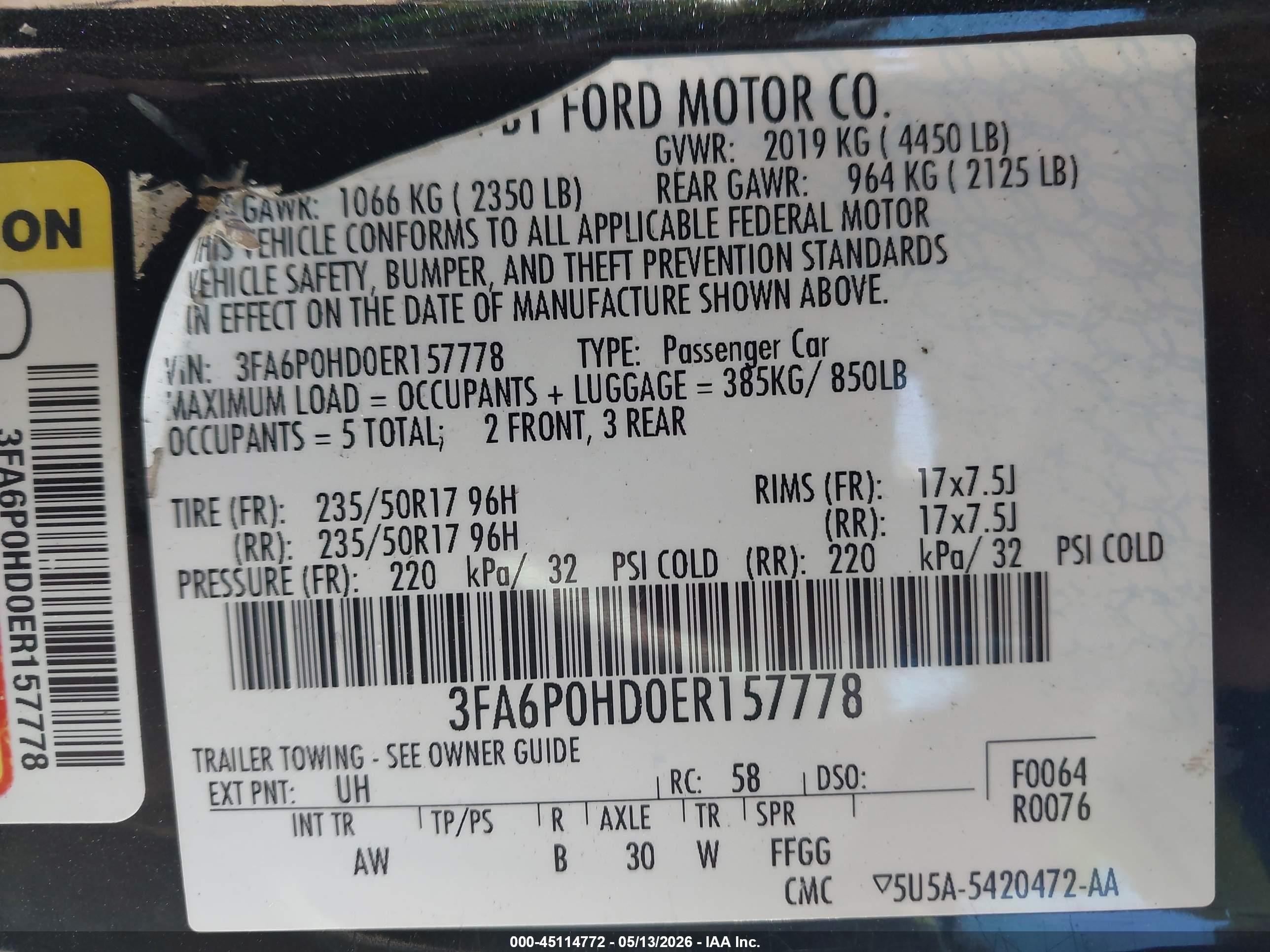 2014 Ford Fusion Se Black vin: 3FA6P0HD0ER157778