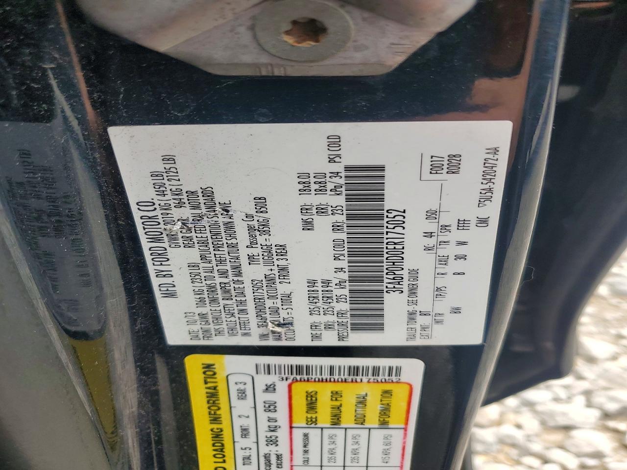 2014 Ford Fusion Se Black vin: 3FA6P0HD0ER175052