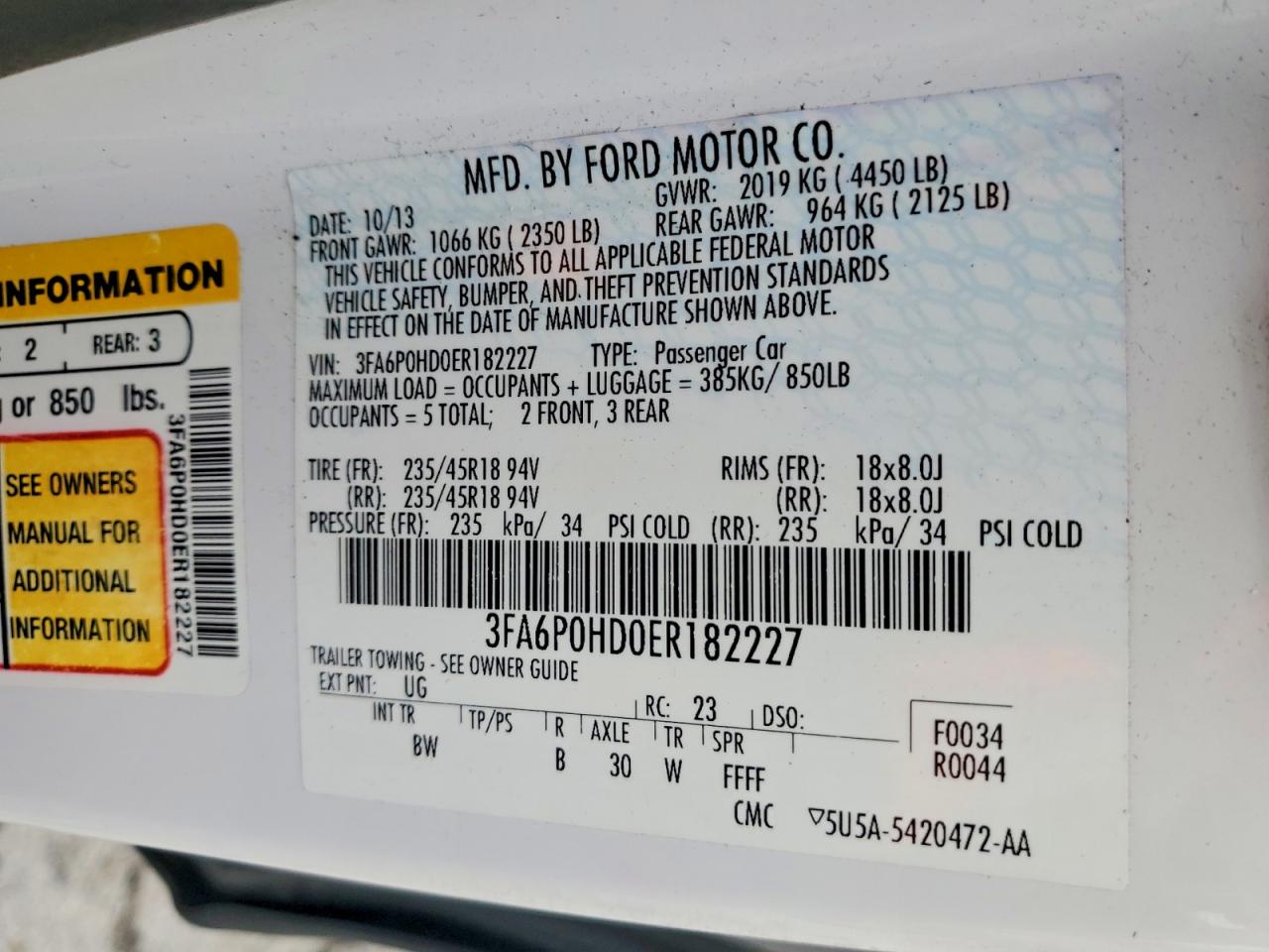 2014 Ford Fusion Se White vin: 3FA6P0HD0ER182227
