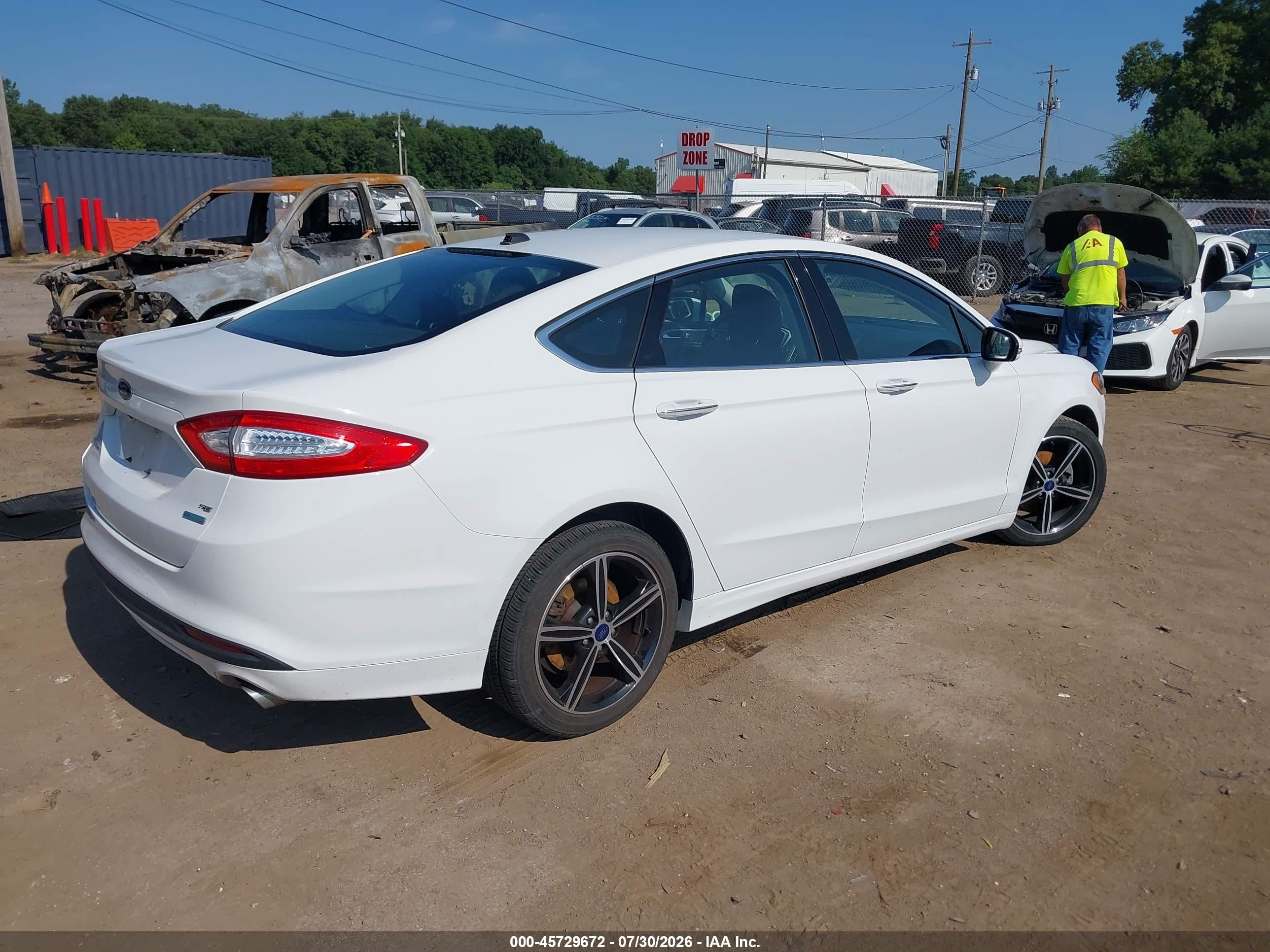 2014 Ford Fusion Se White vin: 3FA6P0HD0ER183586