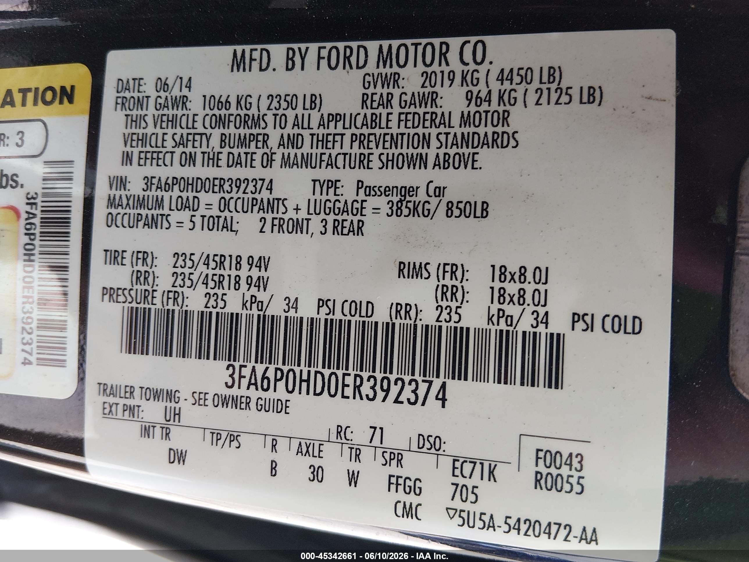 2014 Ford Fusion Se Black vin: 3FA6P0HD0ER392374