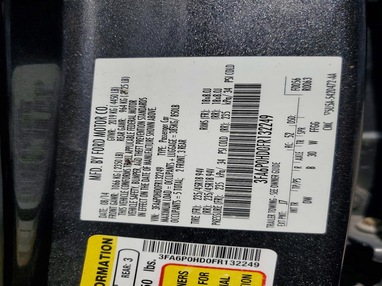 2015 Ford Fusion Se Gray vin: 3FA6P0HD0FR132249