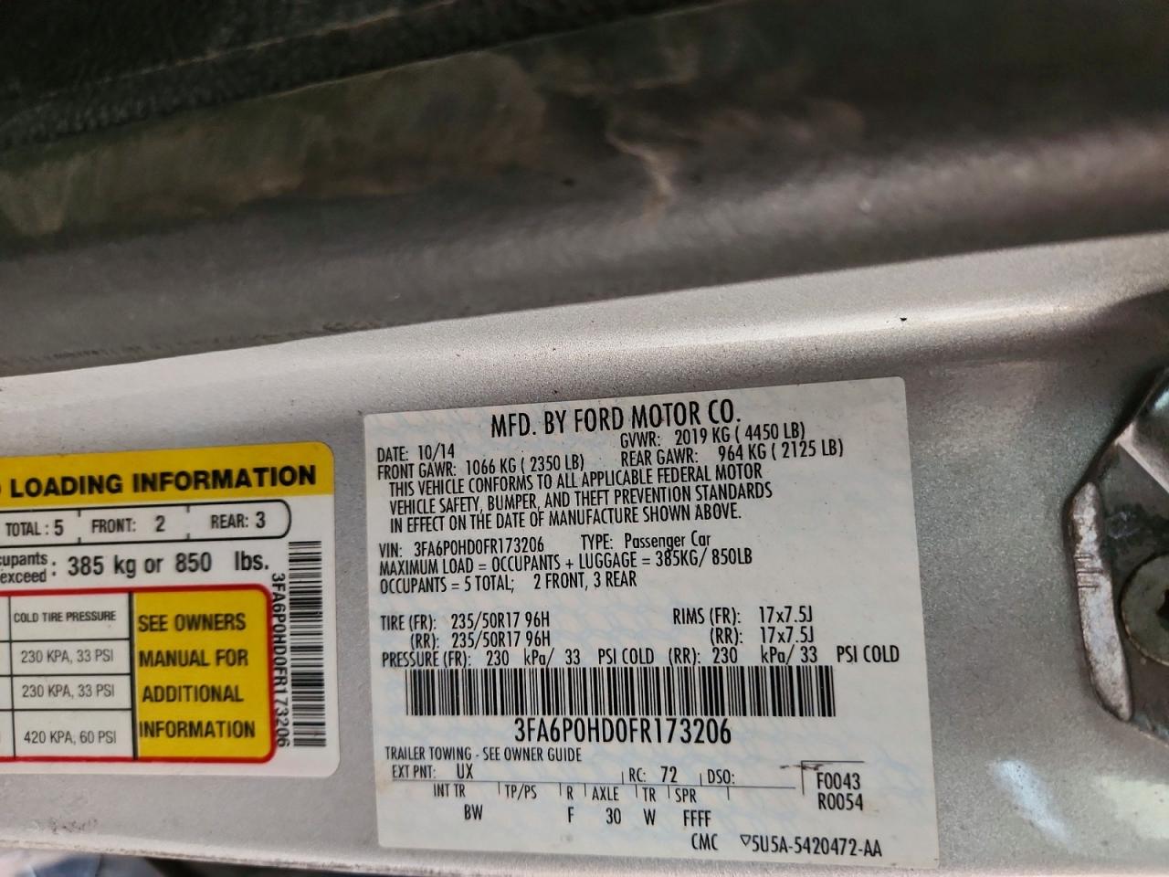 2015 Ford Fusion Se Silver vin: 3FA6P0HD0FR173206