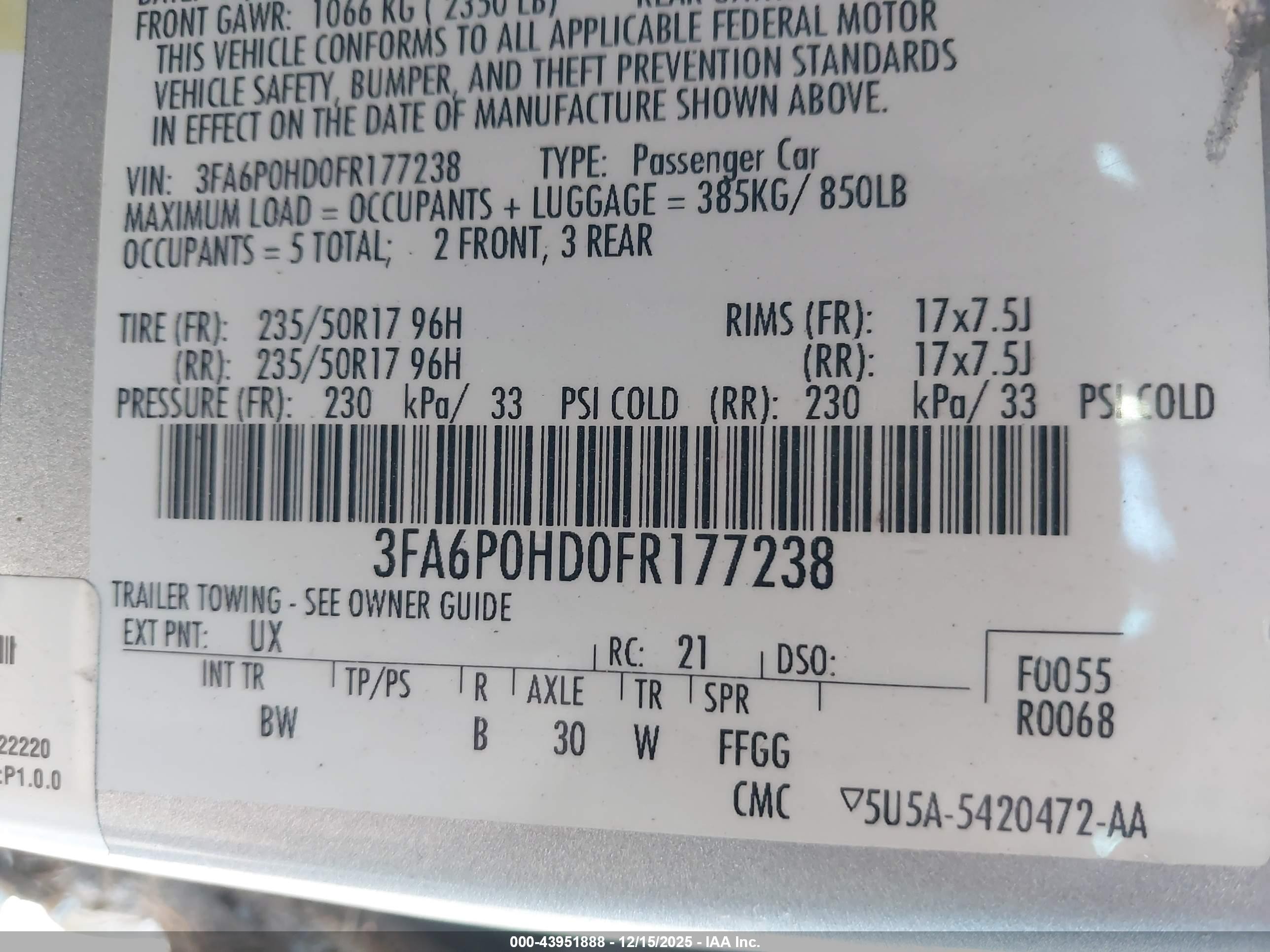 2015 Ford Fusion Se Silver vin: 3FA6P0HD0FR177238