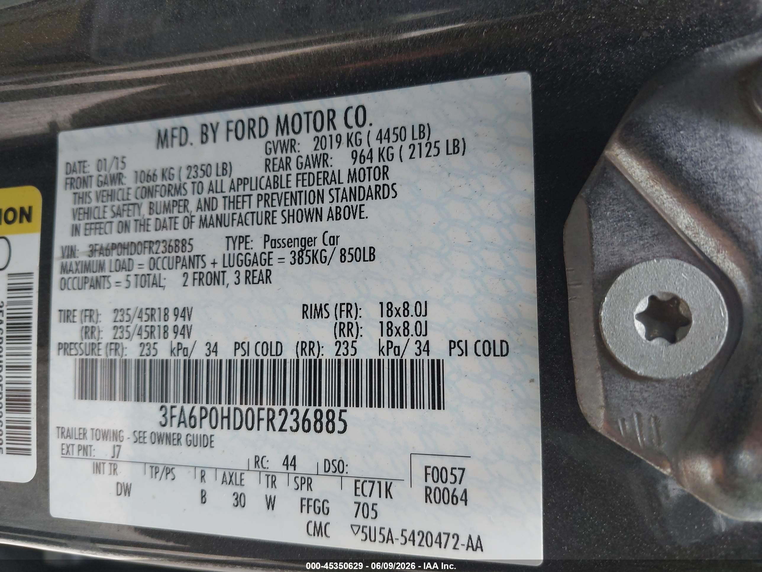 2015 Ford Fusion Se Gray vin: 3FA6P0HD0FR236885