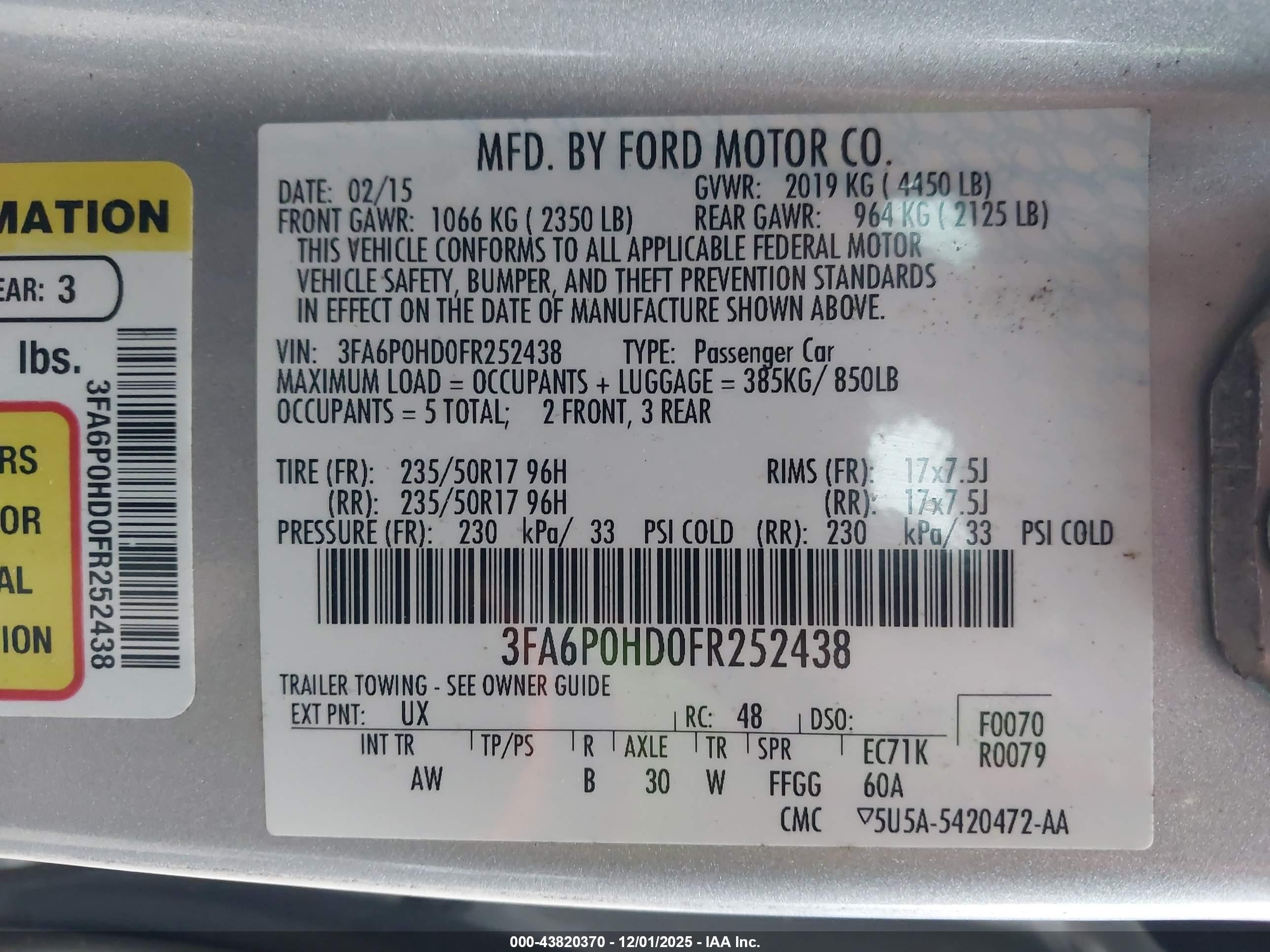 2015 Ford Fusion Se Silver vin: 3FA6P0HD0FR252438