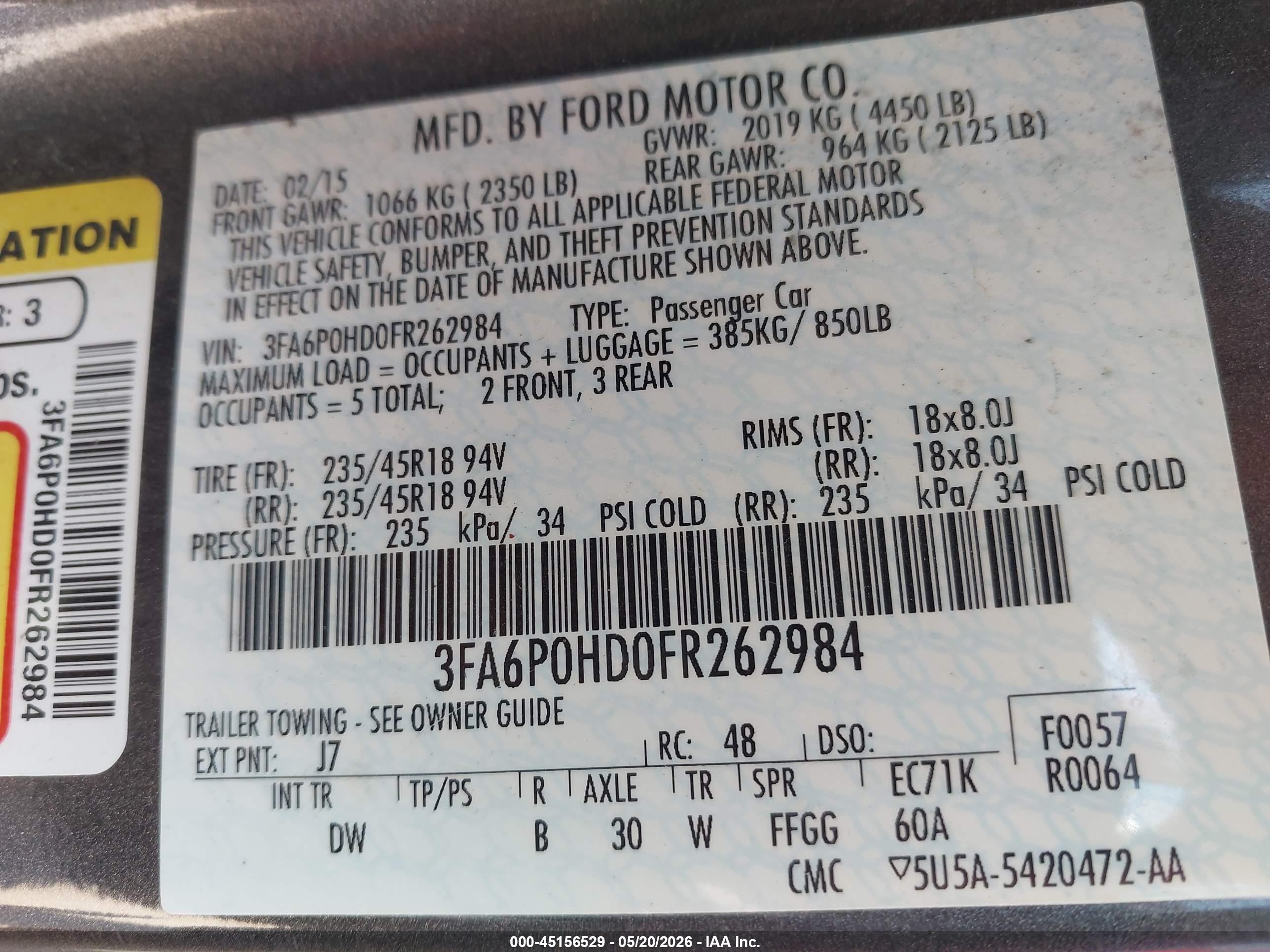 2015 Ford Fusion Se Gray vin: 3FA6P0HD0FR262984