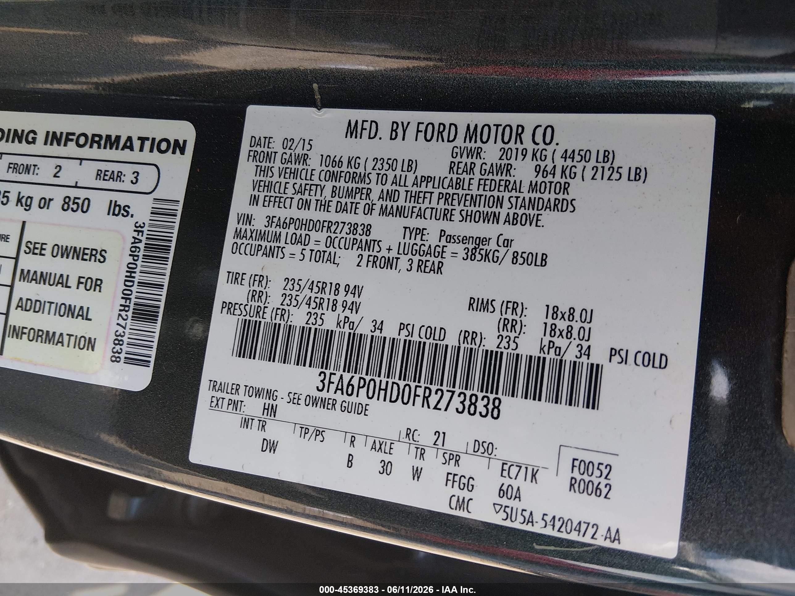 2015 Ford Fusion Se Gray vin: 3FA6P0HD0FR273838