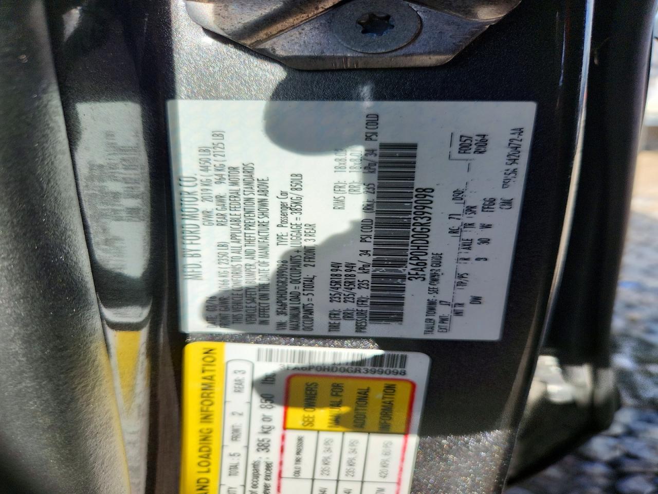 2016 Ford Fusion Se Gray vin: 3FA6P0HD0GR399098