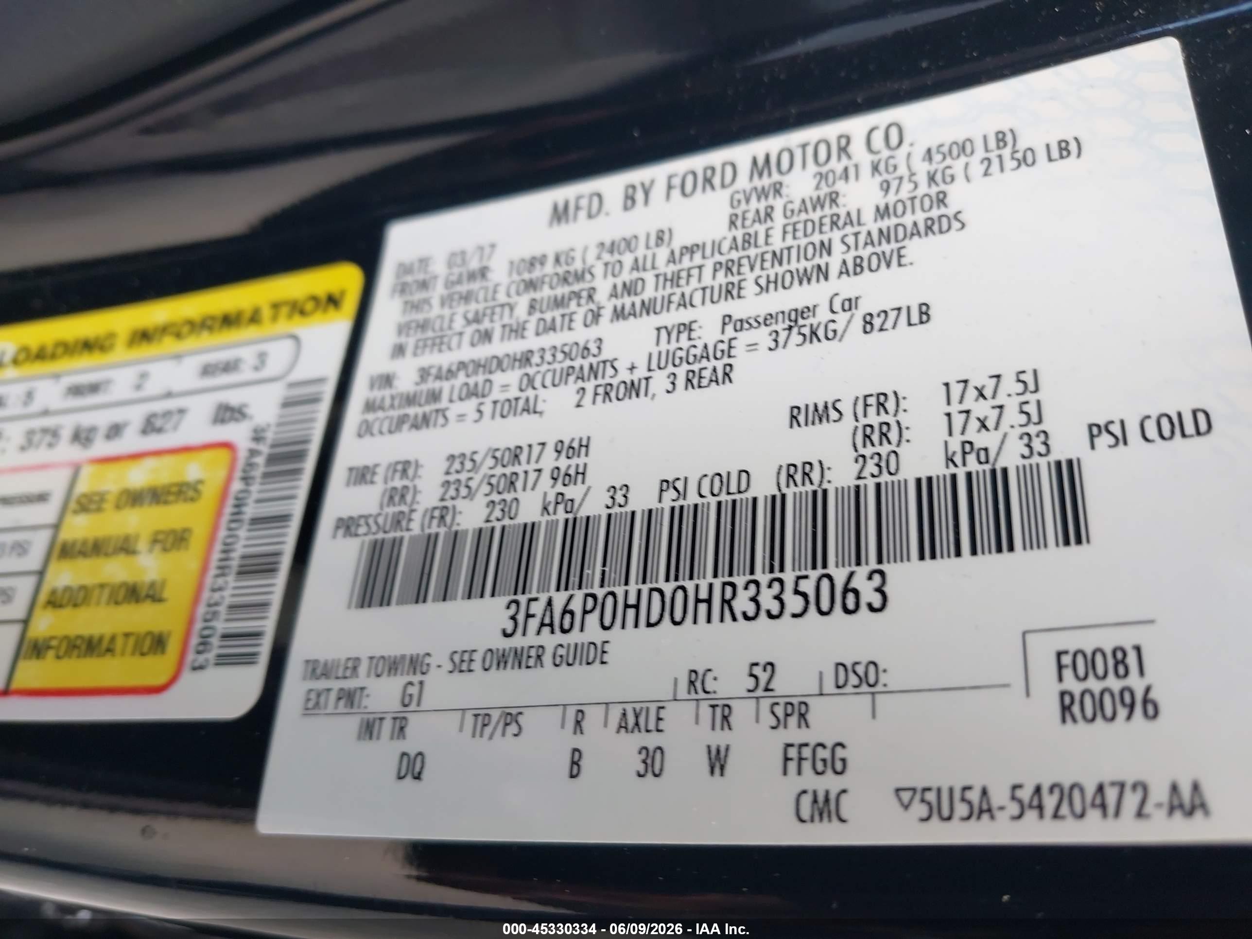 2017 Ford Fusion Se Black vin: 3FA6P0HD0HR335063
