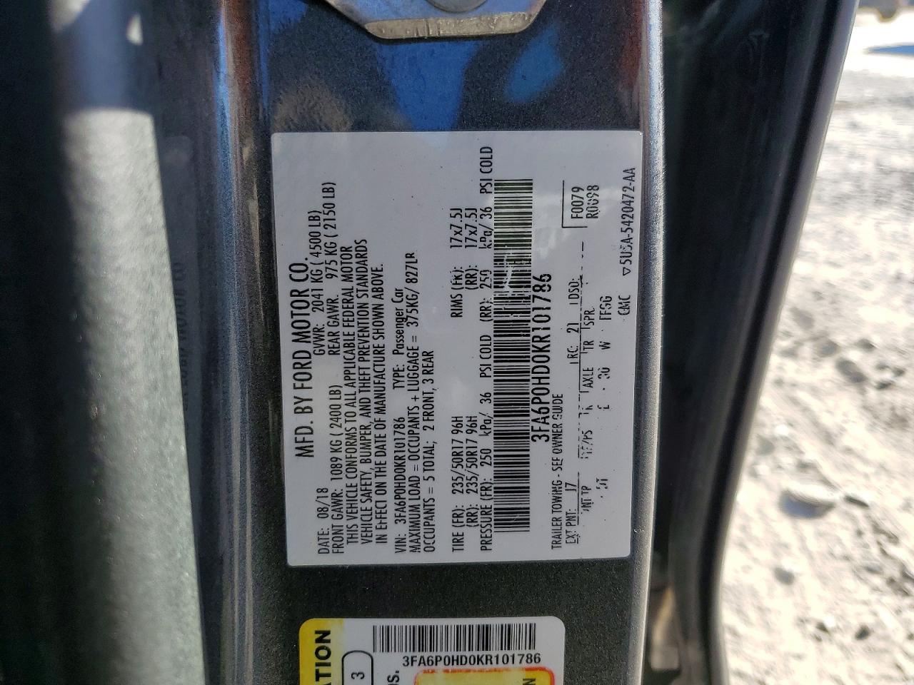 2019 Ford Fusion Se Gray vin: 3FA6P0HD0KR101786