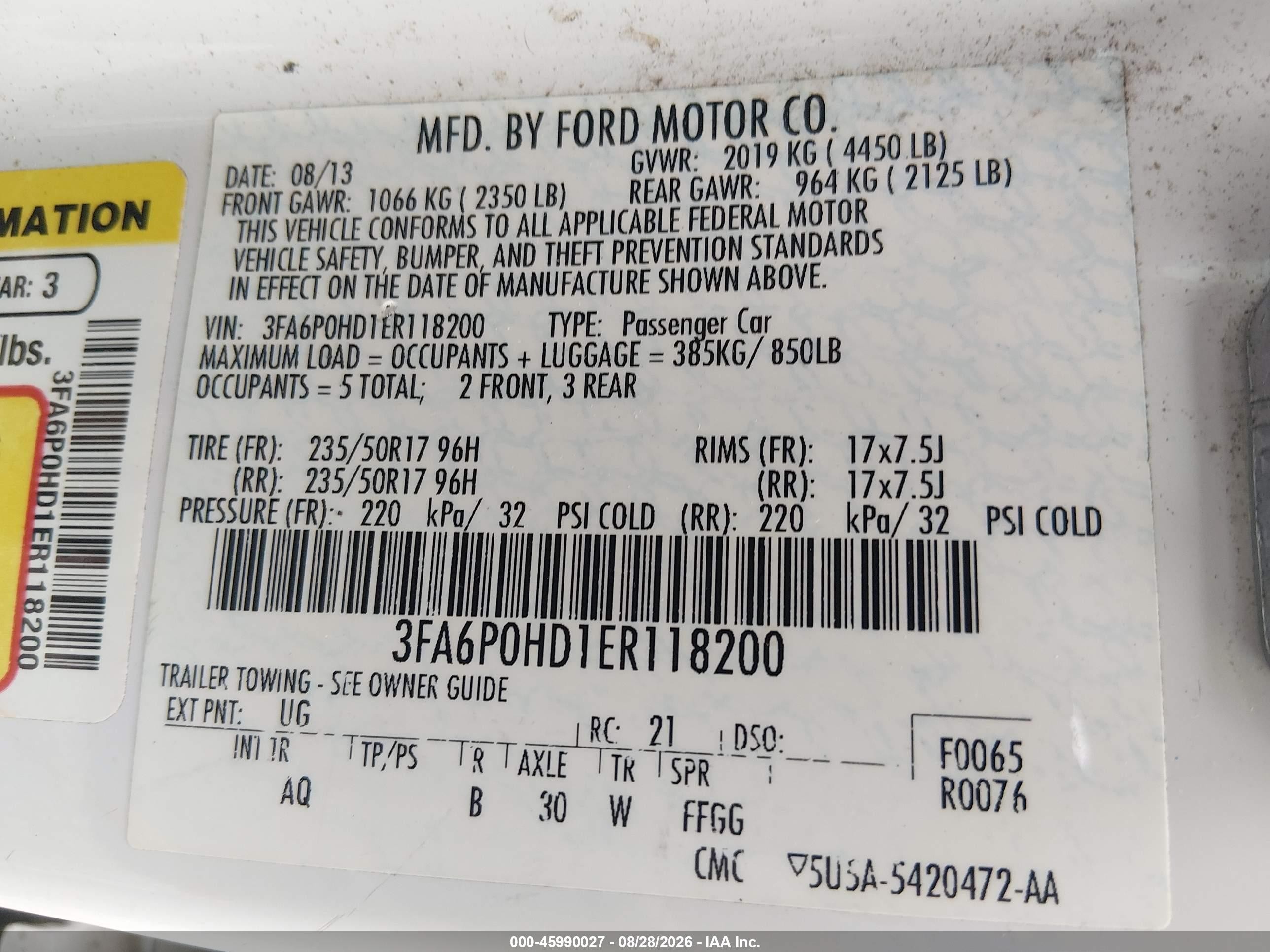 2014 Ford Fusion Se White vin: 3FA6P0HD1ER118200