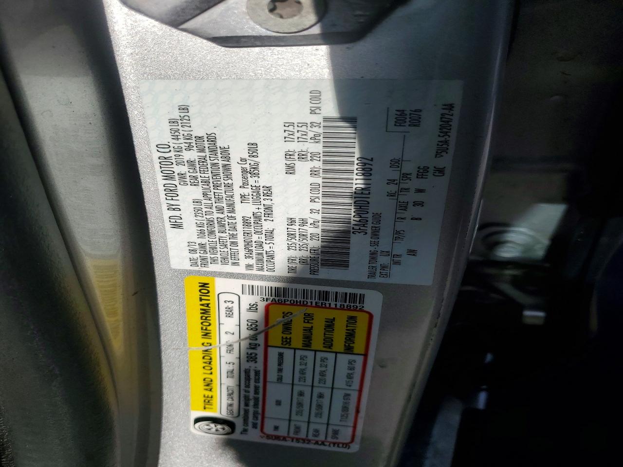 2014 Ford Fusion Se Silver vin: 3FA6P0HD1ER118892