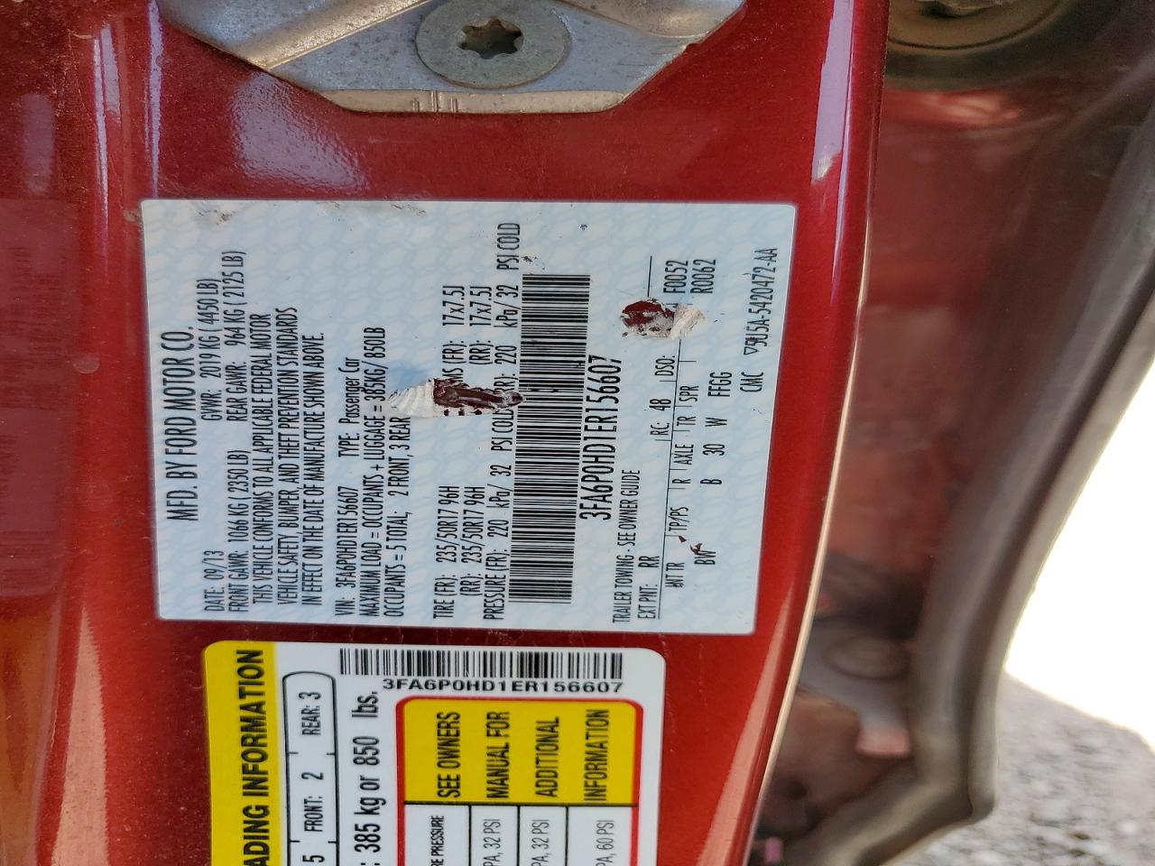 2014 Ford Fusion Se Red vin: 3FA6P0HD1ER156607