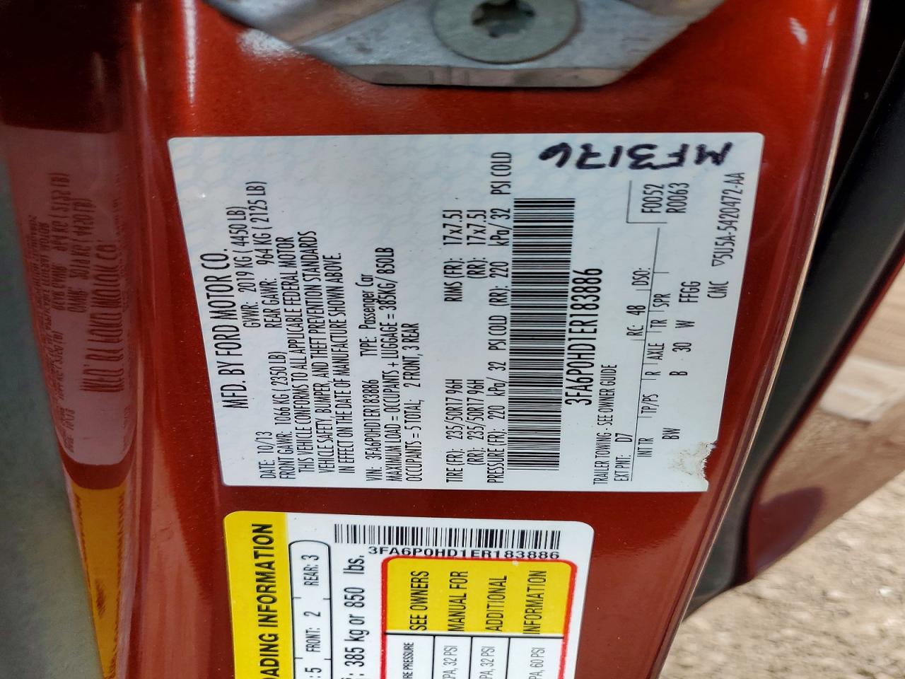2014 Ford Fusion Se Red vin: 3FA6P0HD1ER183886
