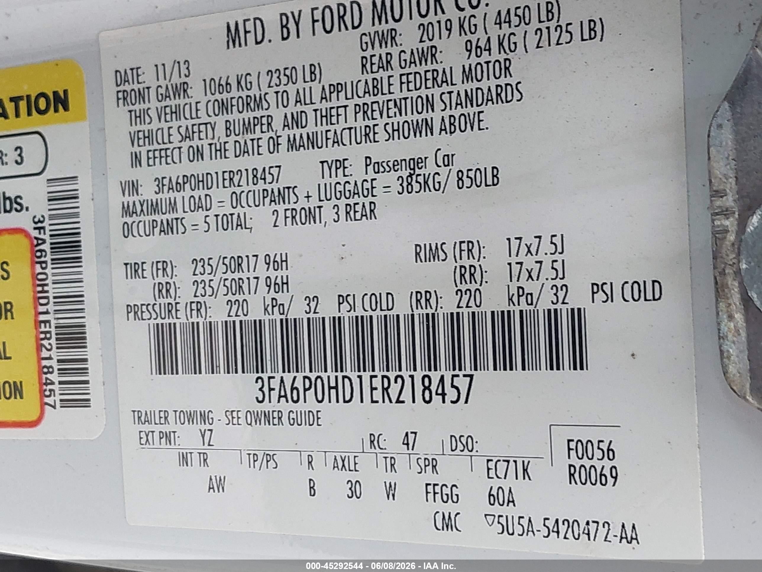 2014 Ford Fusion Se White vin: 3FA6P0HD1ER218457