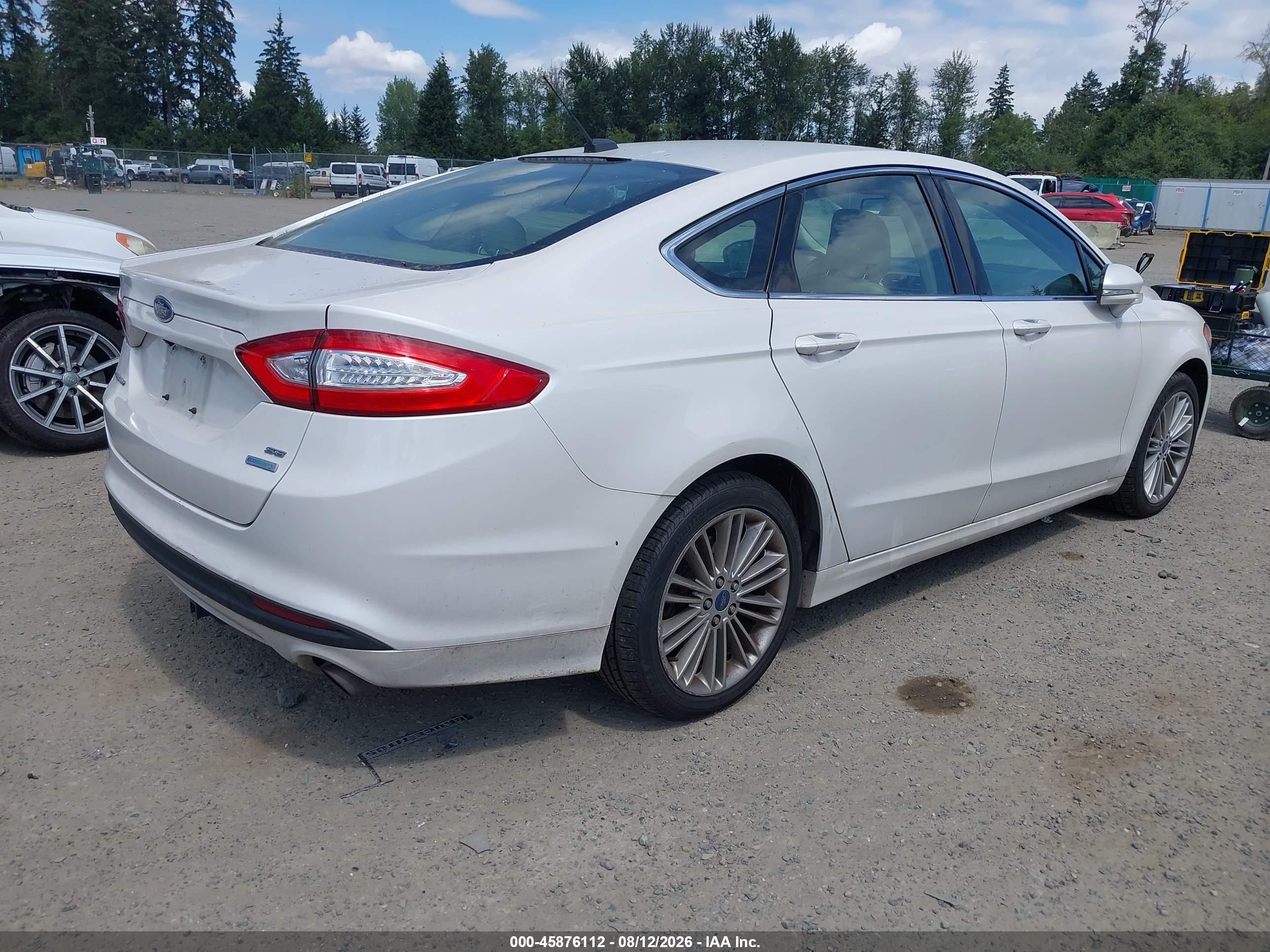 2014 Ford Fusion Se White vin: 3FA6P0HD1ER218751