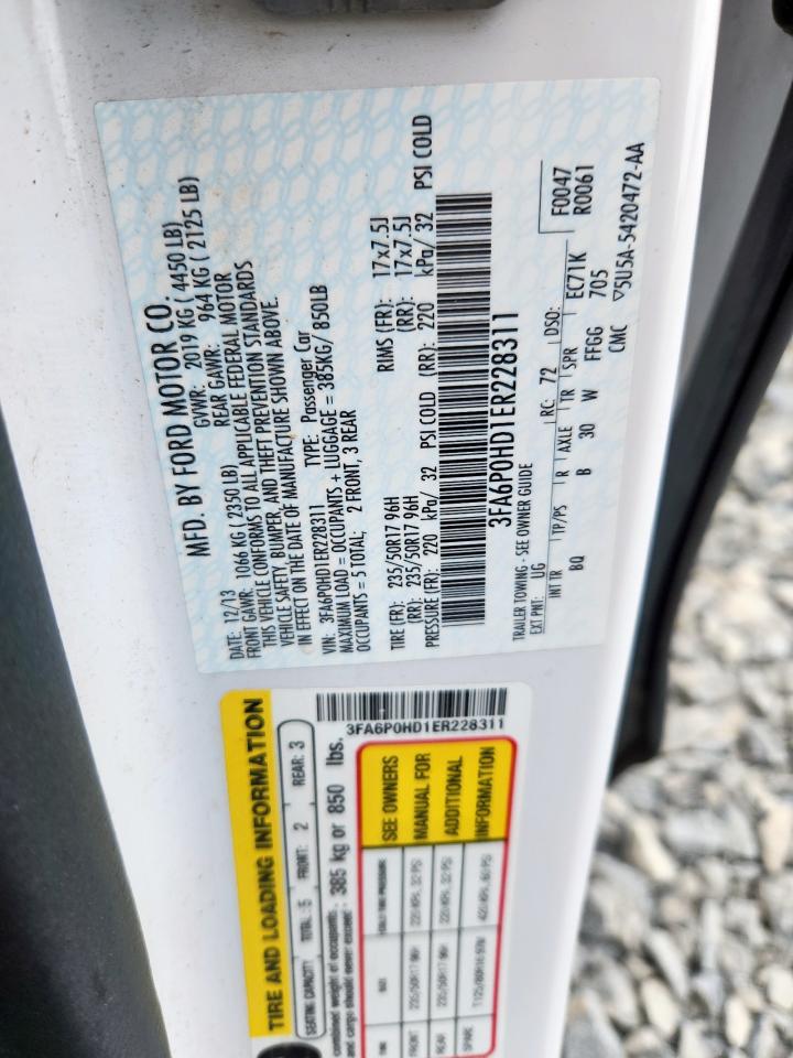 2014 Ford Fusion Se White vin: 3FA6P0HD1ER228311