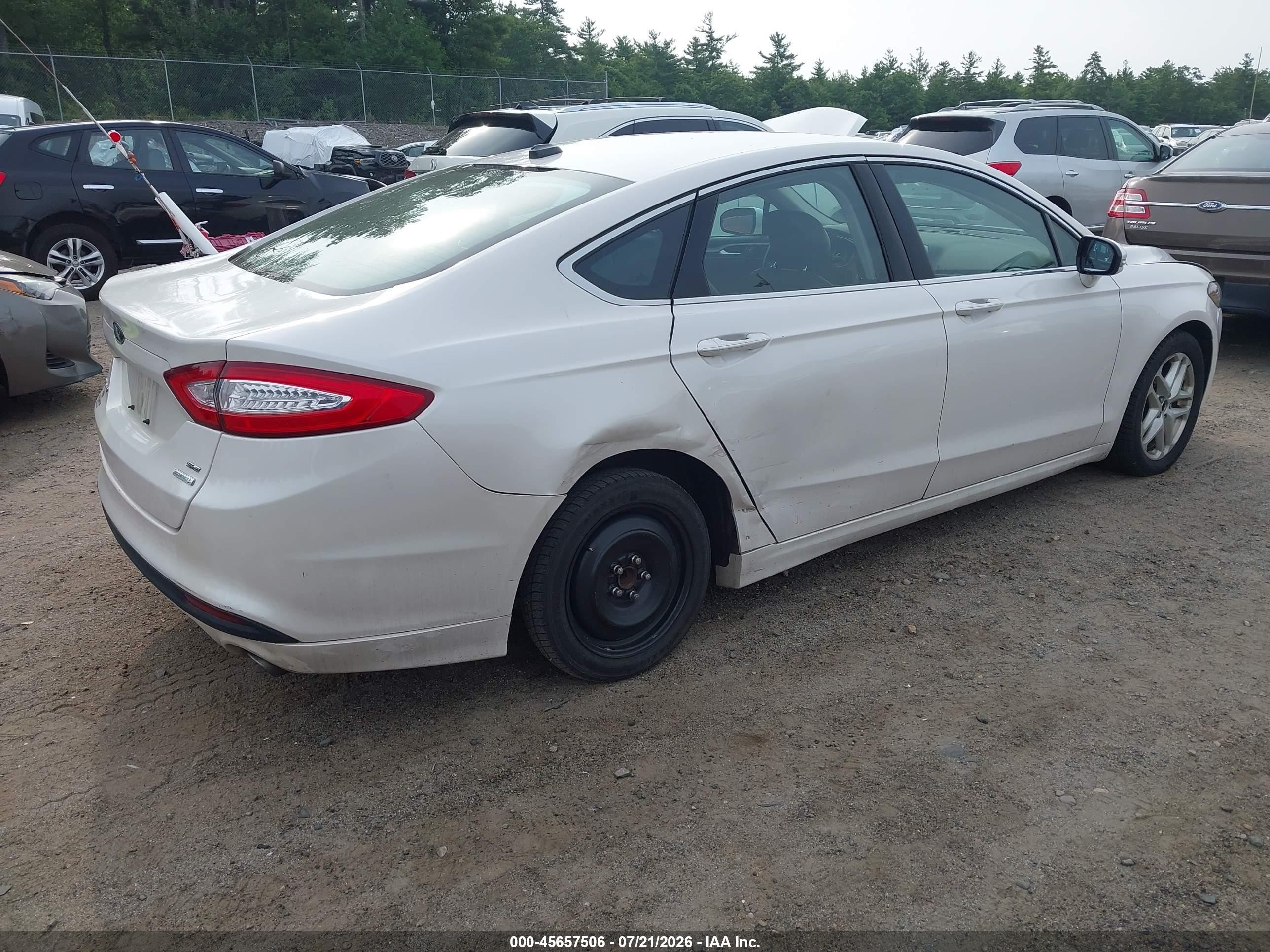 2014 Ford Fusion Se White vin: 3FA6P0HD1ER238286