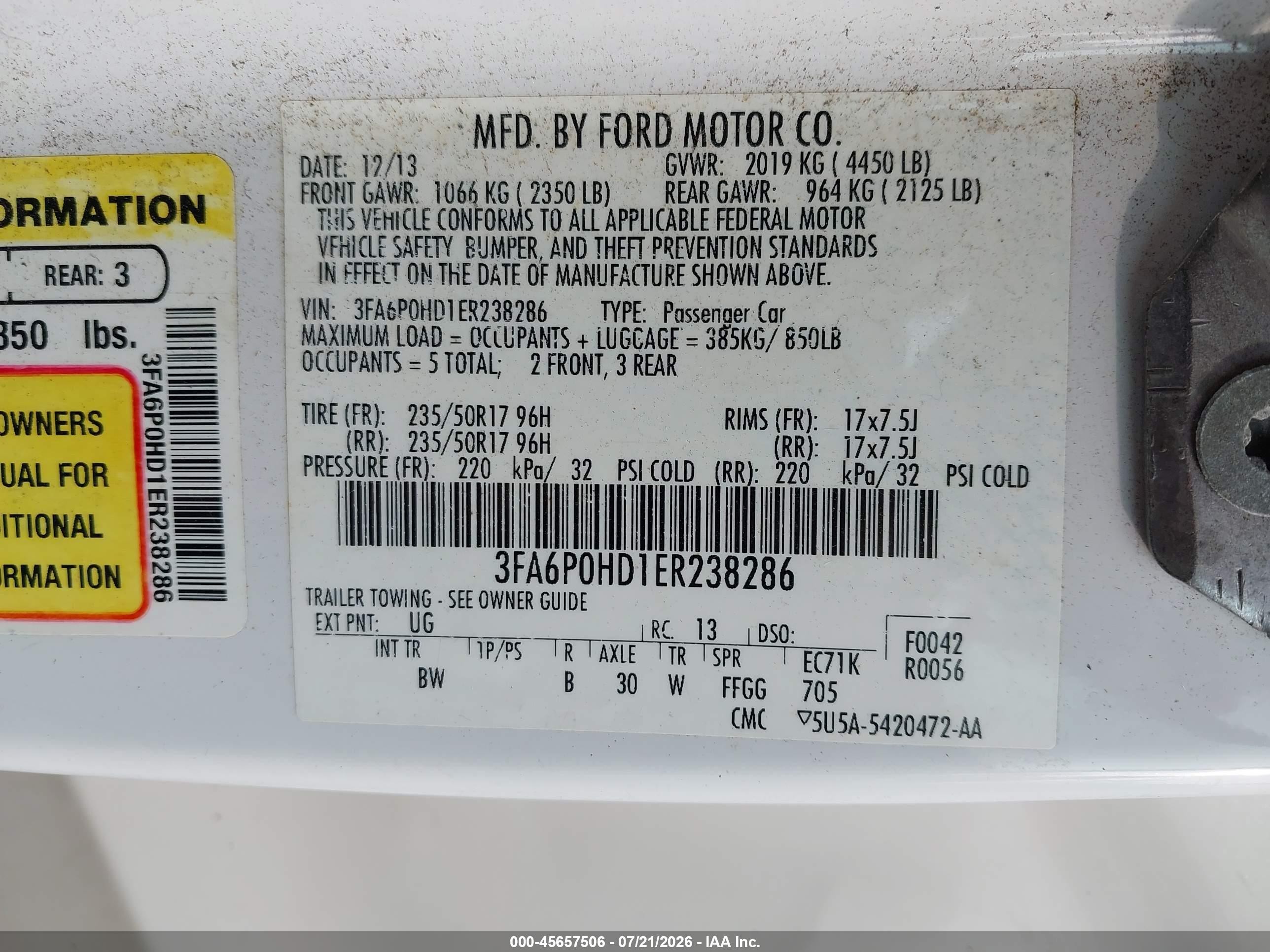 2014 Ford Fusion Se White vin: 3FA6P0HD1ER238286