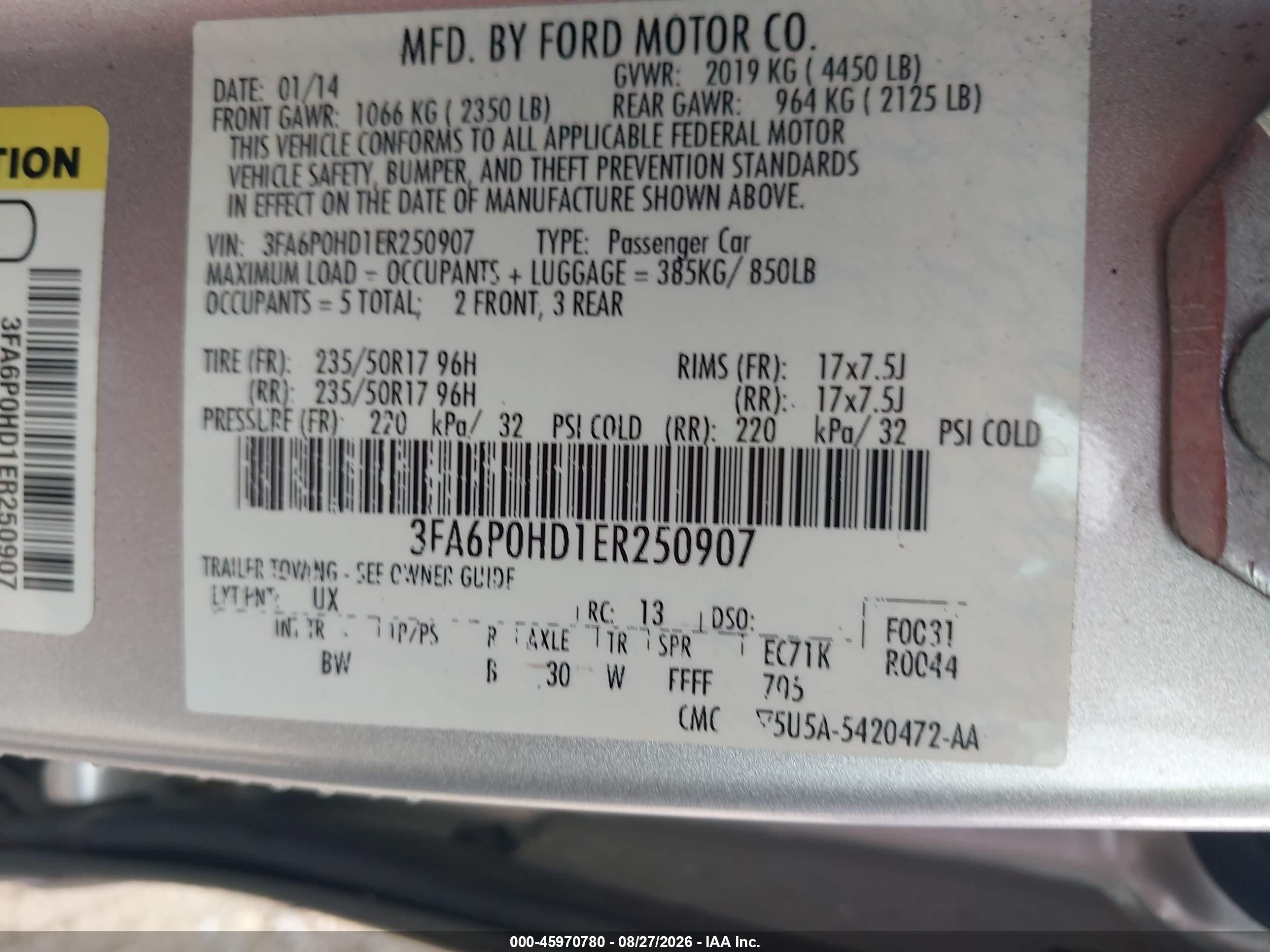 2014 Ford Fusion Se Silver vin: 3FA6P0HD1ER250907