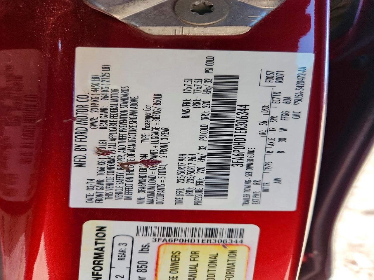 2014 Ford Fusion Se Red vin: 3FA6P0HD1ER306344