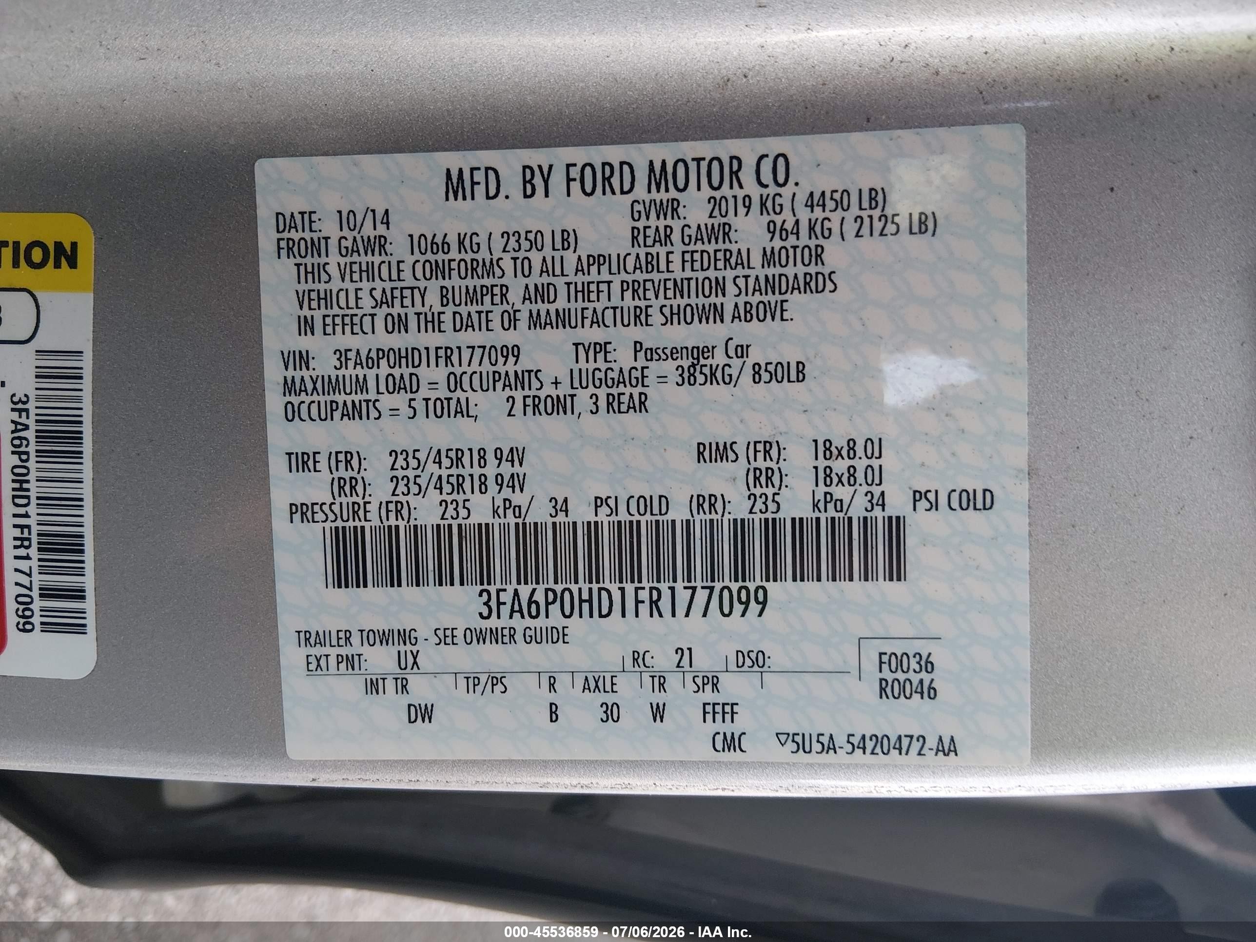 2015 Ford Fusion Se Silver vin: 3FA6P0HD1FR177099
