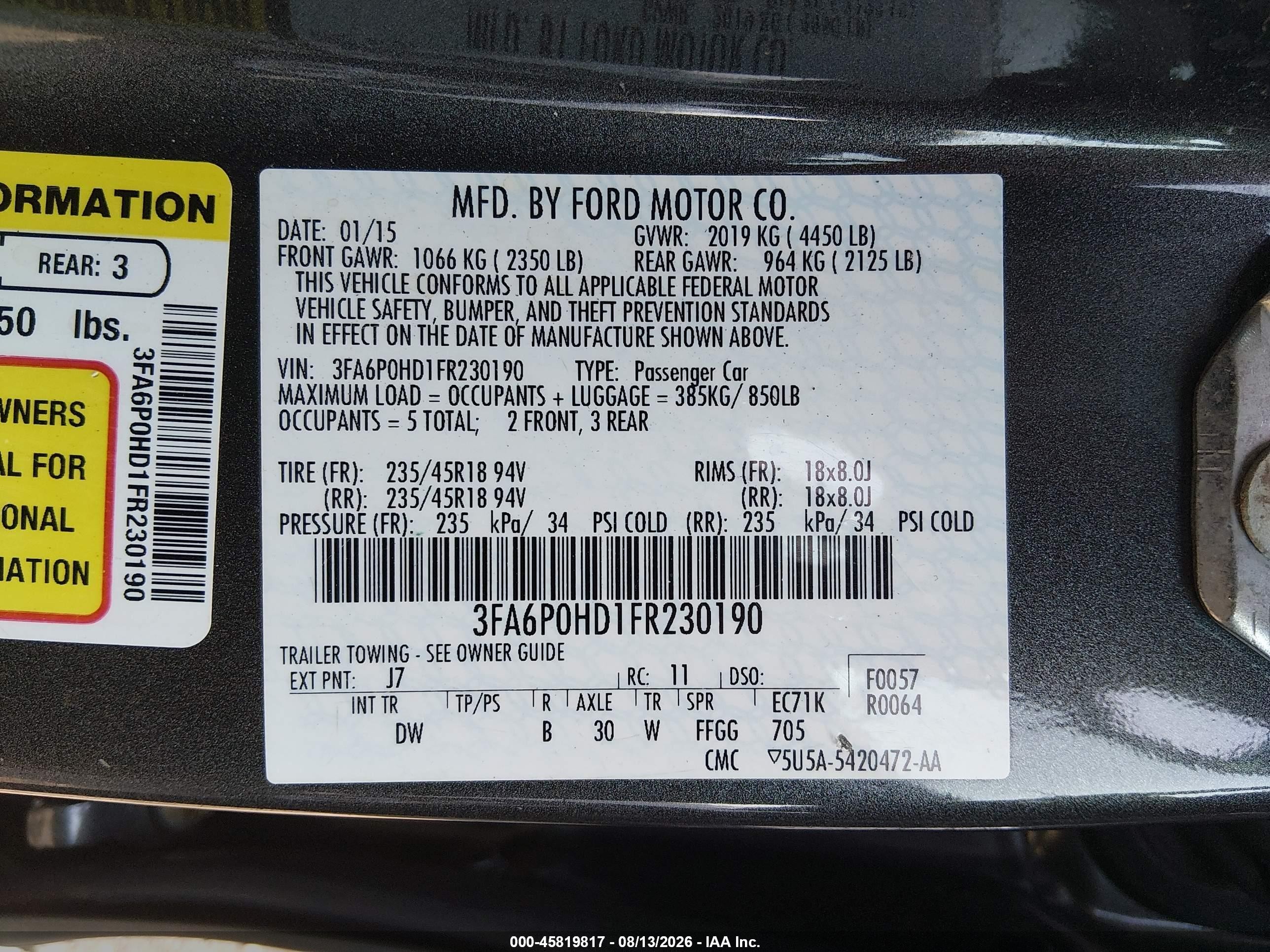 2015 Ford Fusion Se Серый vin: 3FA6P0HD1FR230190