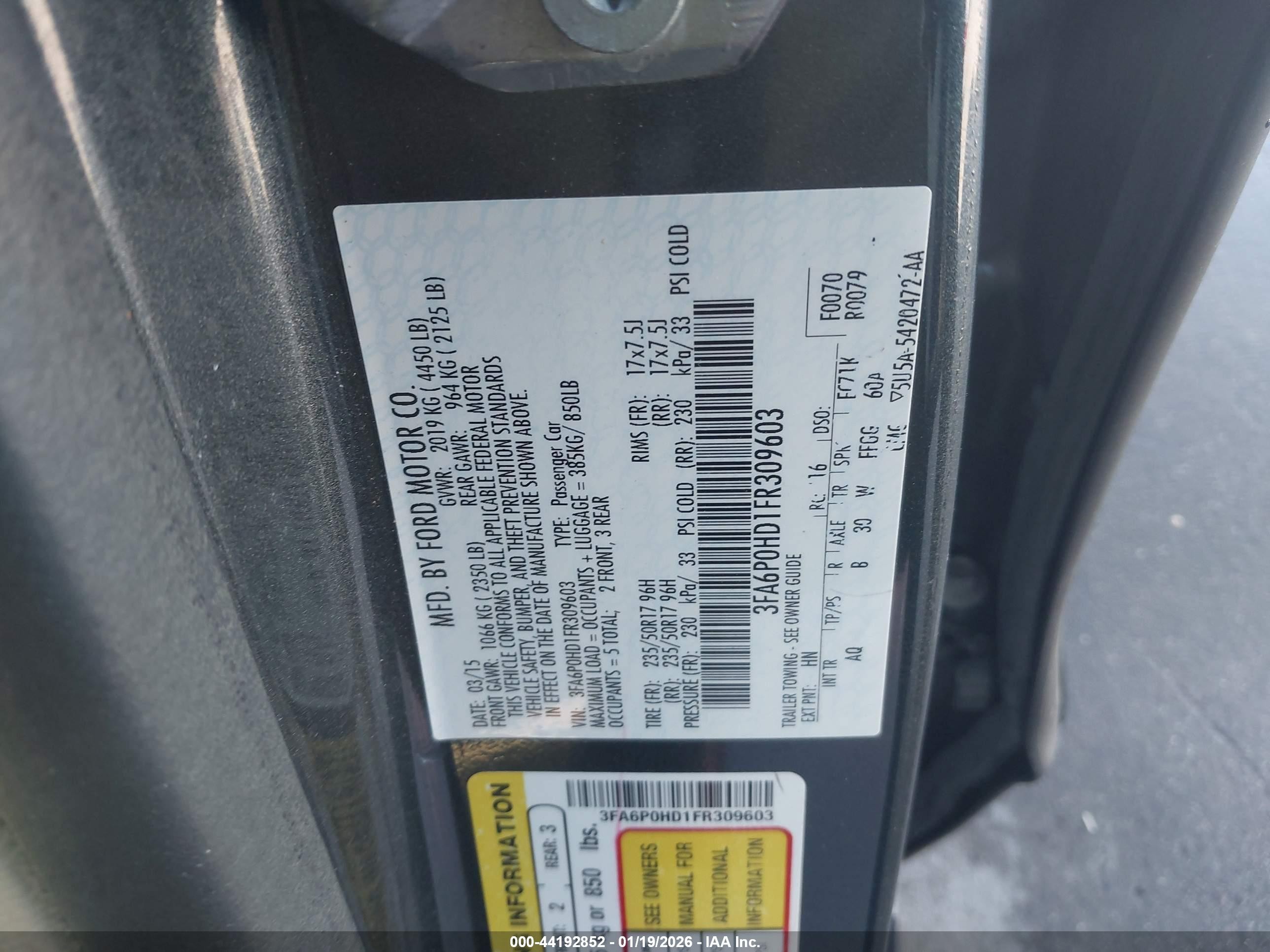 2015 Ford Fusion Se Gray vin: 3FA6P0HD1FR309603