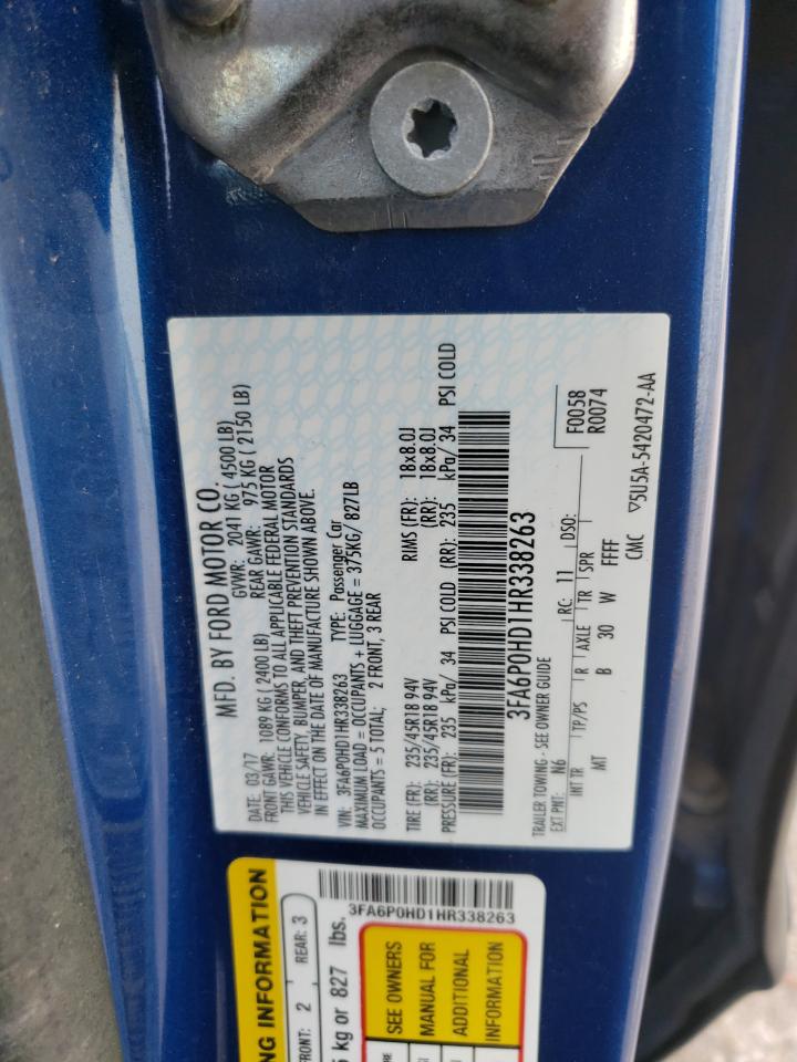 2017 Ford Fusion Se Blue vin: 3FA6P0HD1HR338263