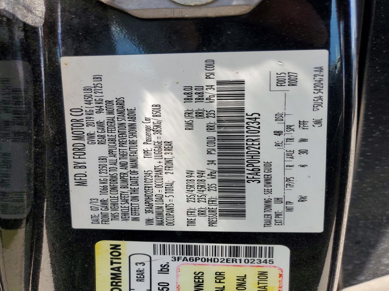 2014 Ford Fusion Se Black vin: 3FA6P0HD2ER102345