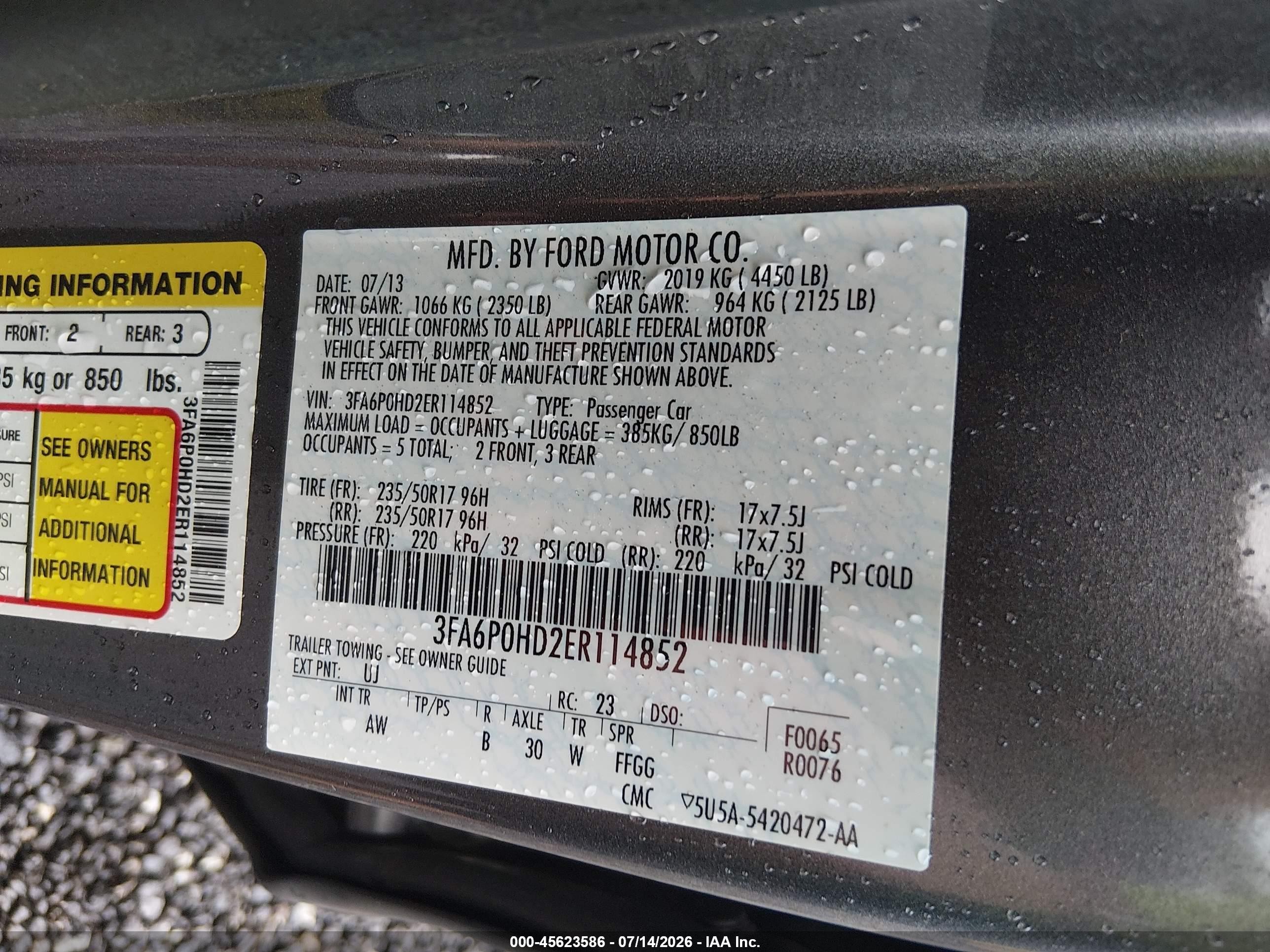 2014 Ford Fusion Se Gray vin: 3FA6P0HD2ER114852