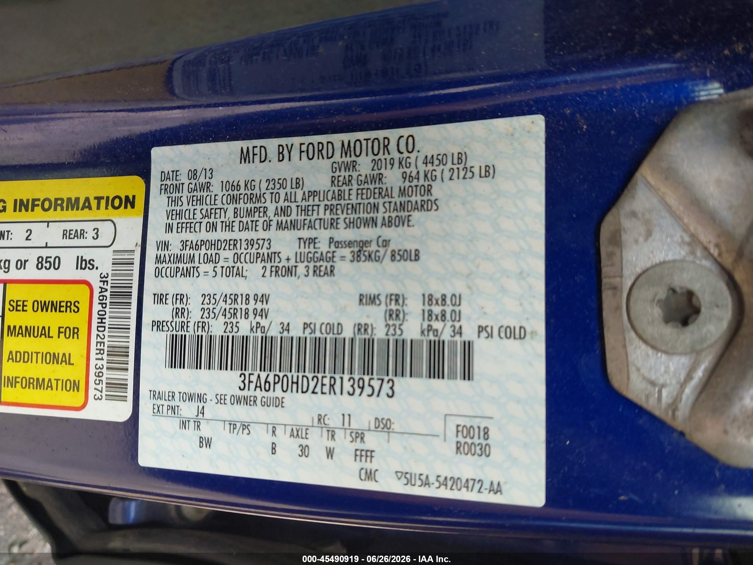 2014 Ford Fusion Se Blue vin: 3FA6P0HD2ER139573