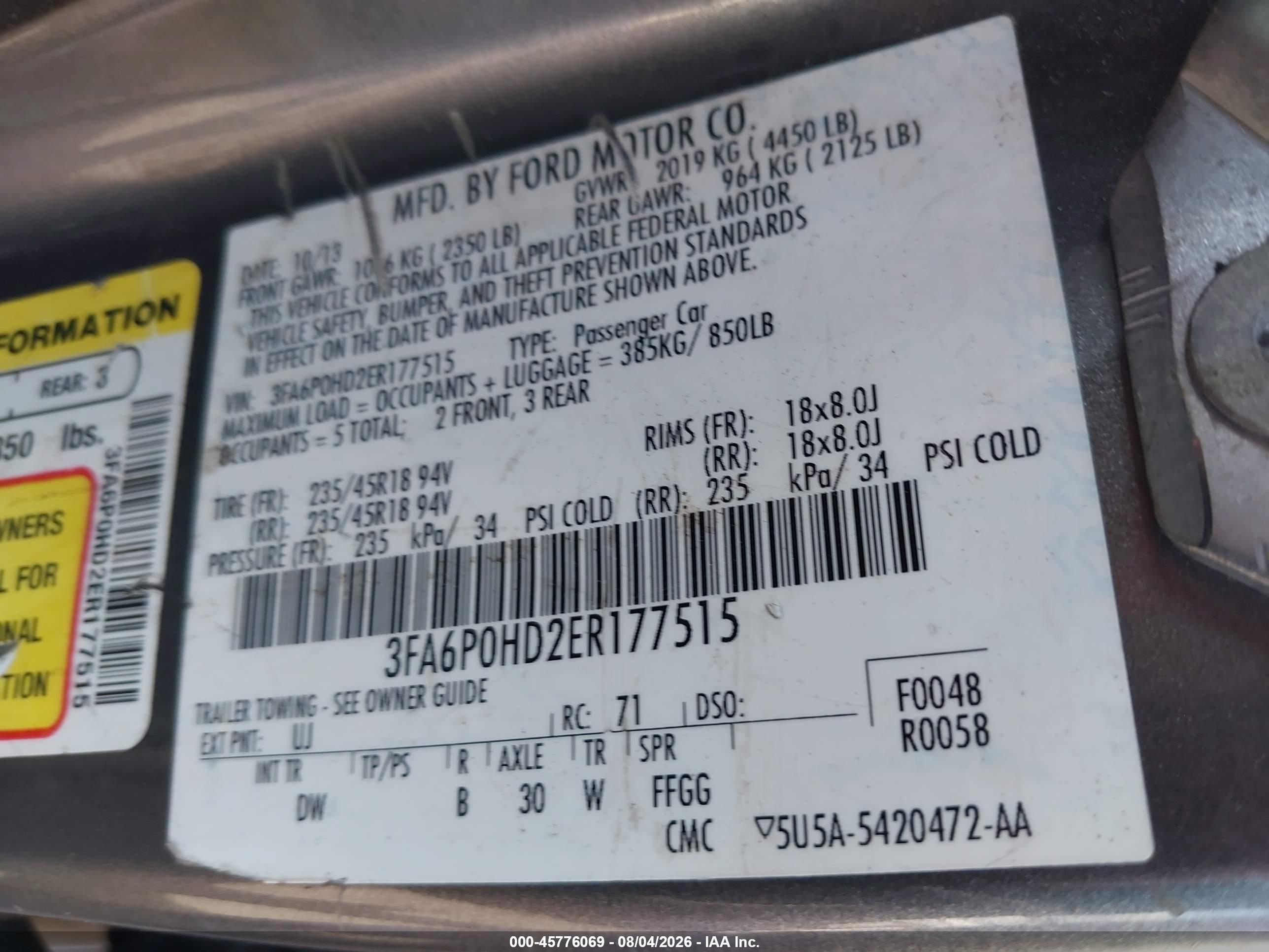 2014 Ford Fusion Se Gray vin: 3FA6P0HD2ER177515