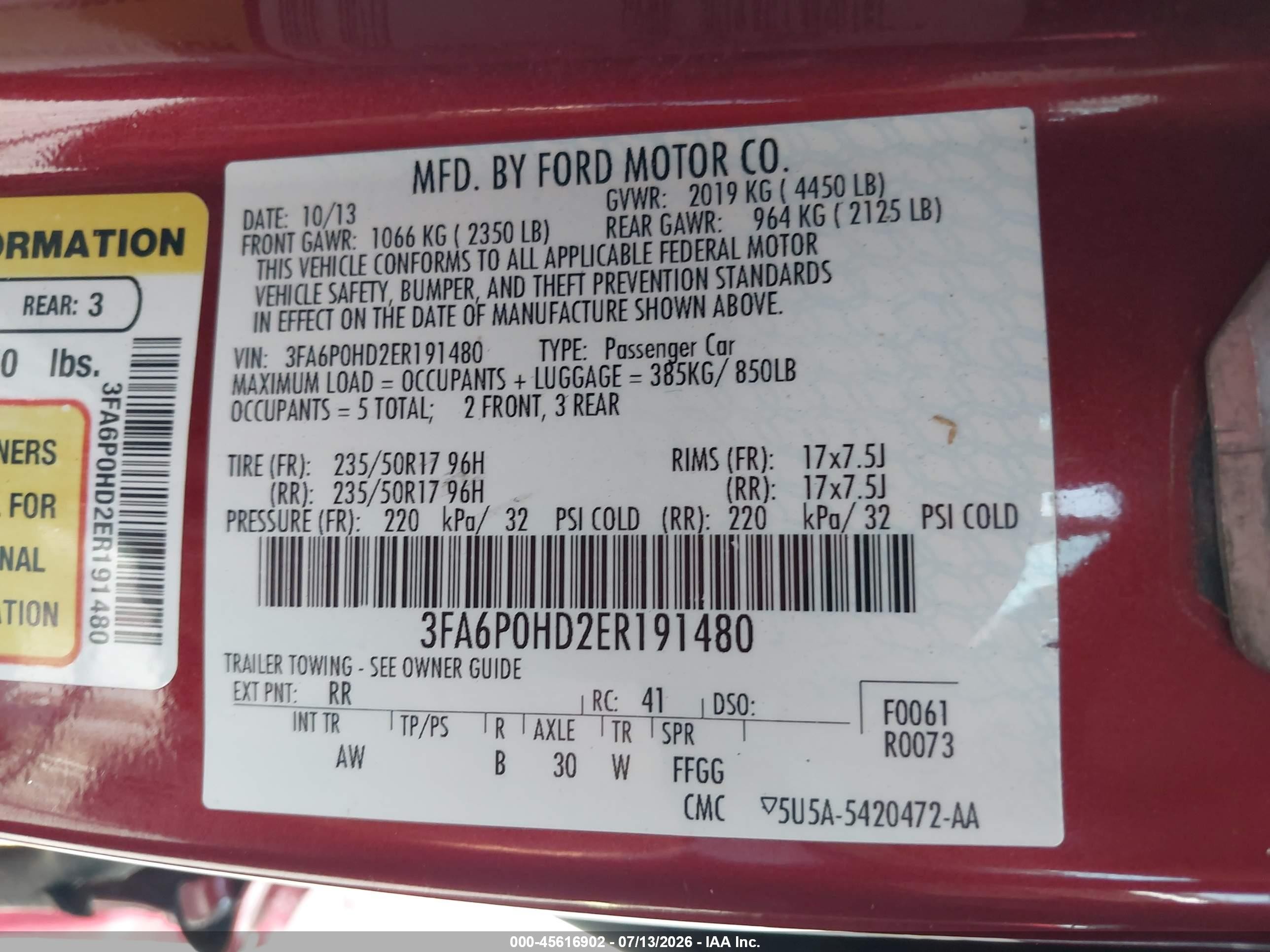 2014 Ford Fusion Se Red vin: 3FA6P0HD2ER191480