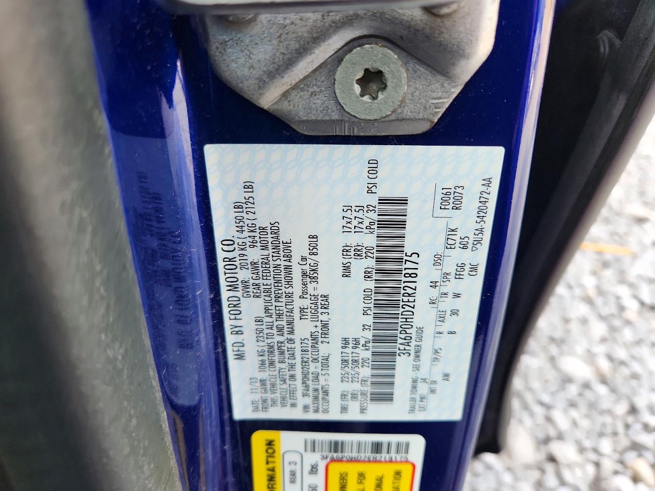 2014 Ford Fusion Se Blue vin: 3FA6P0HD2ER218175