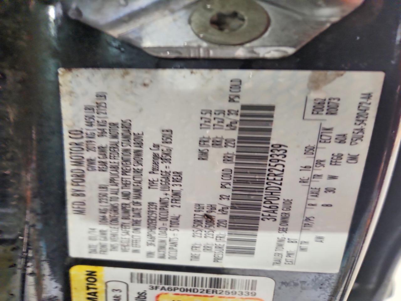 2014 Ford Fusion Se Черный vin: 3FA6P0HD2ER259339