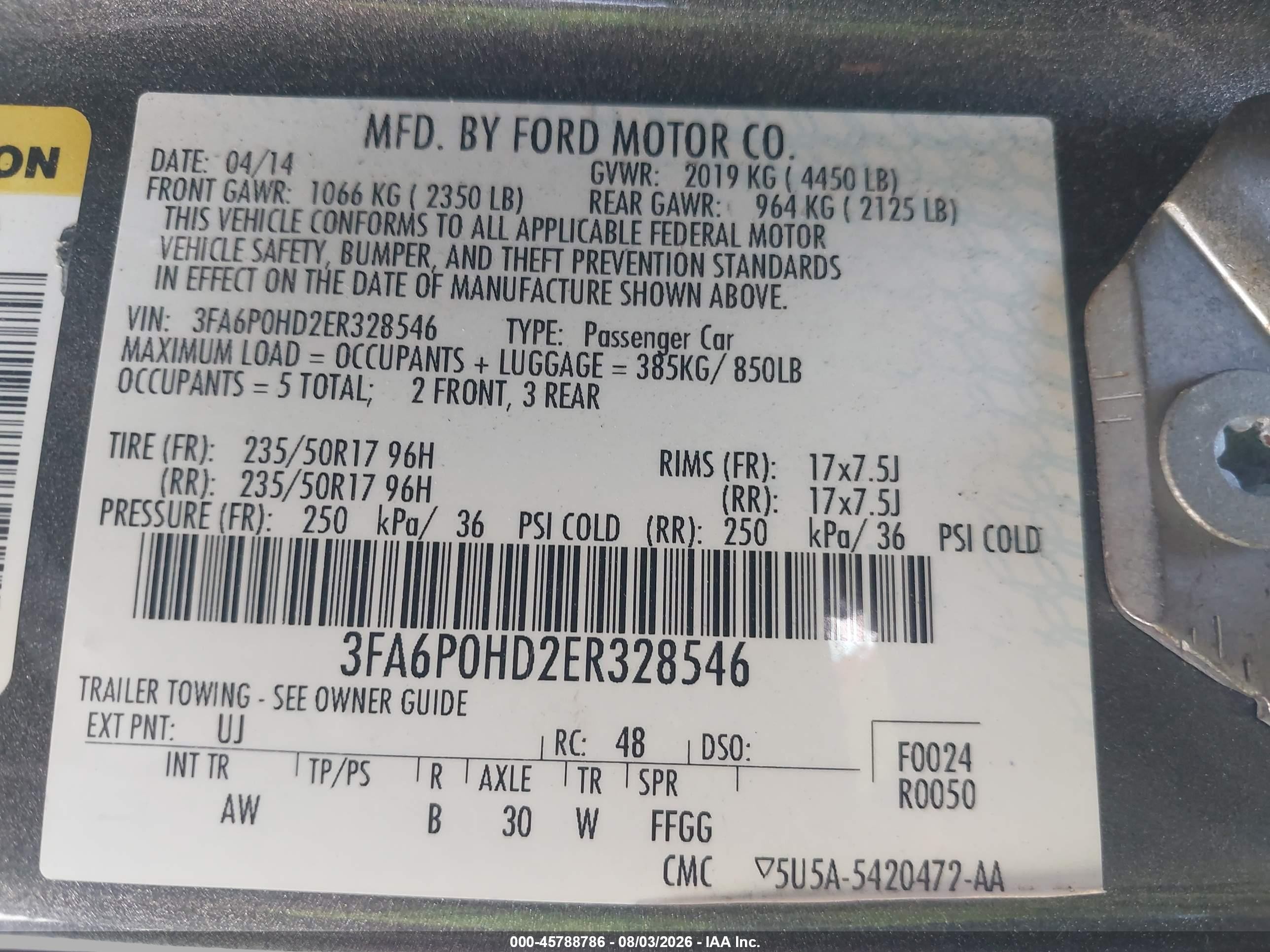 2014 Ford Fusion Se Gray vin: 3FA6P0HD2ER328546