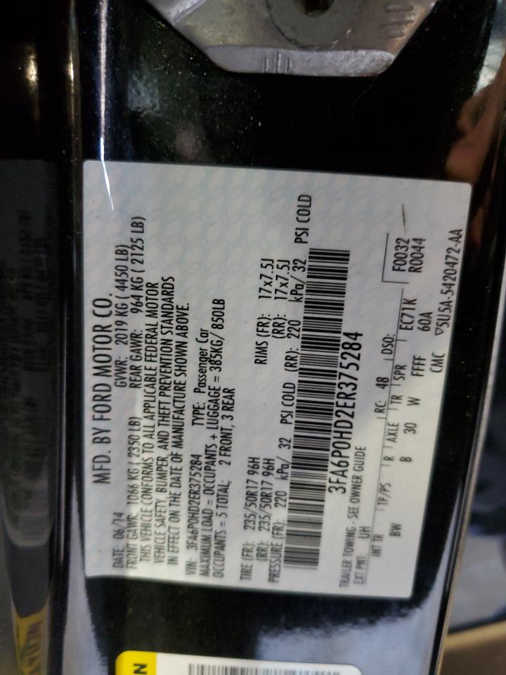 2014 Ford Fusion Se Black vin: 3FA6P0HD2ER375284