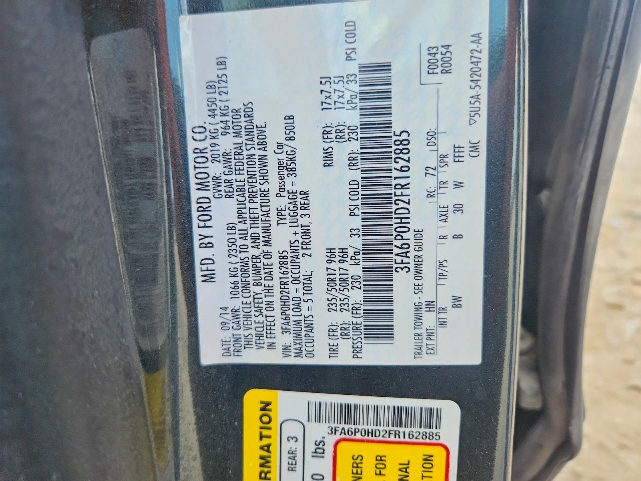 2015 Ford Fusion Se Gray vin: 3FA6P0HD2FR162885